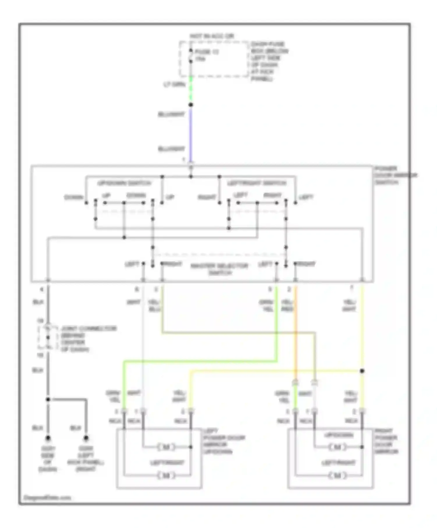 Accent Hyundai I (1994-2000): Power mirror circuit
