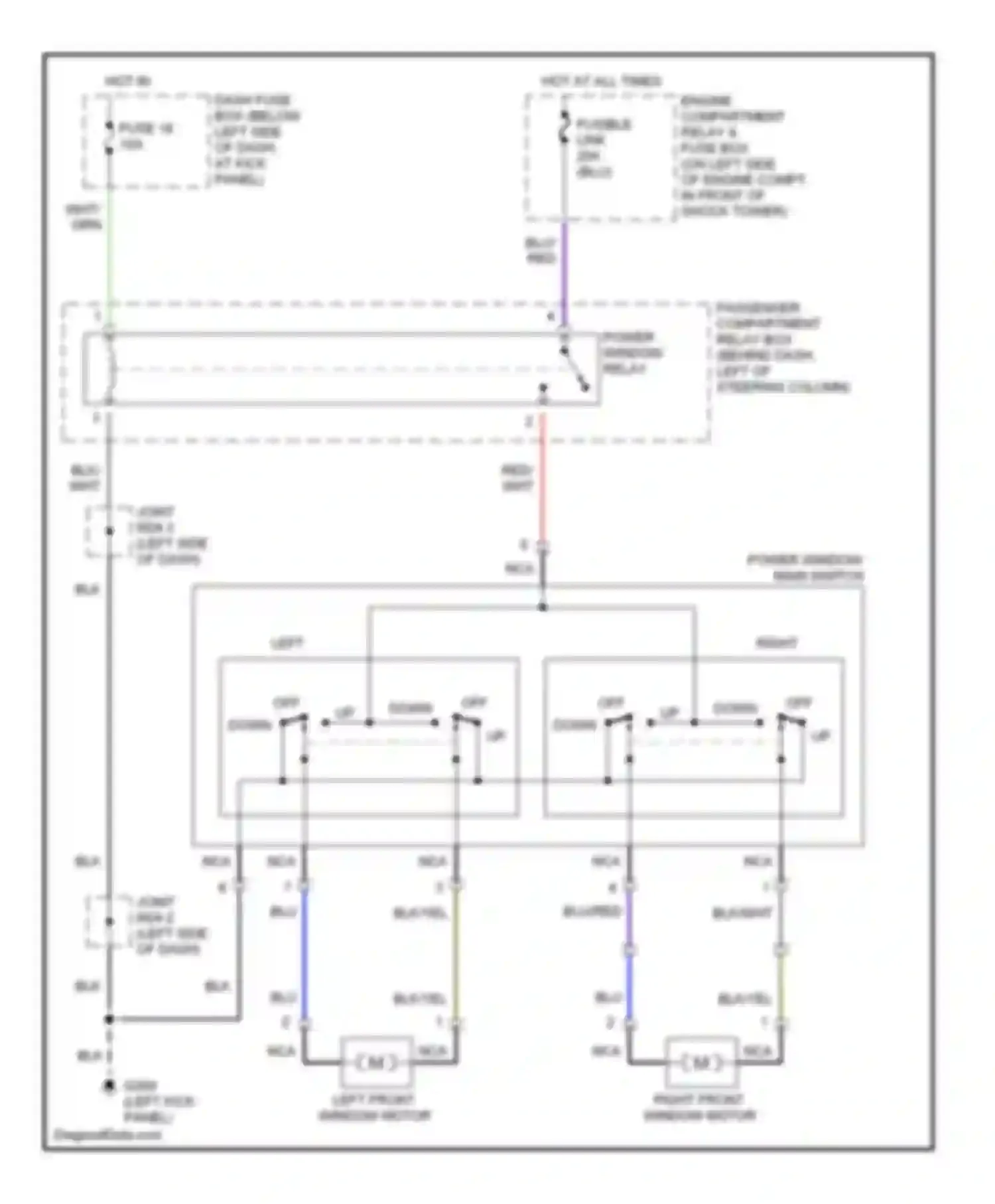 Accent Hyundai I (1994-2000): Power window circuit