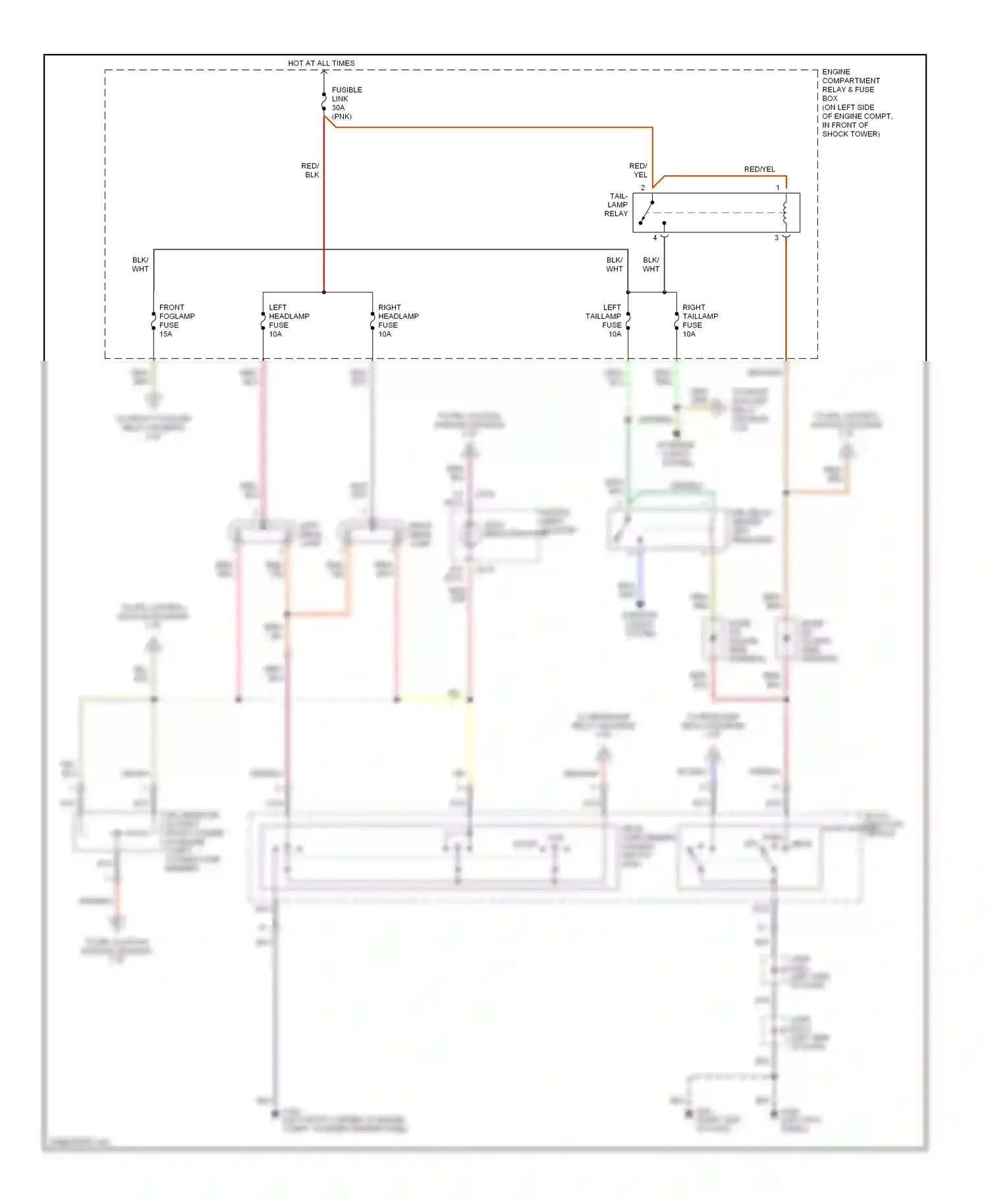 Wiring diagram high beam indicator for Hyundai Accent I (1994-2000) (1 of 3)