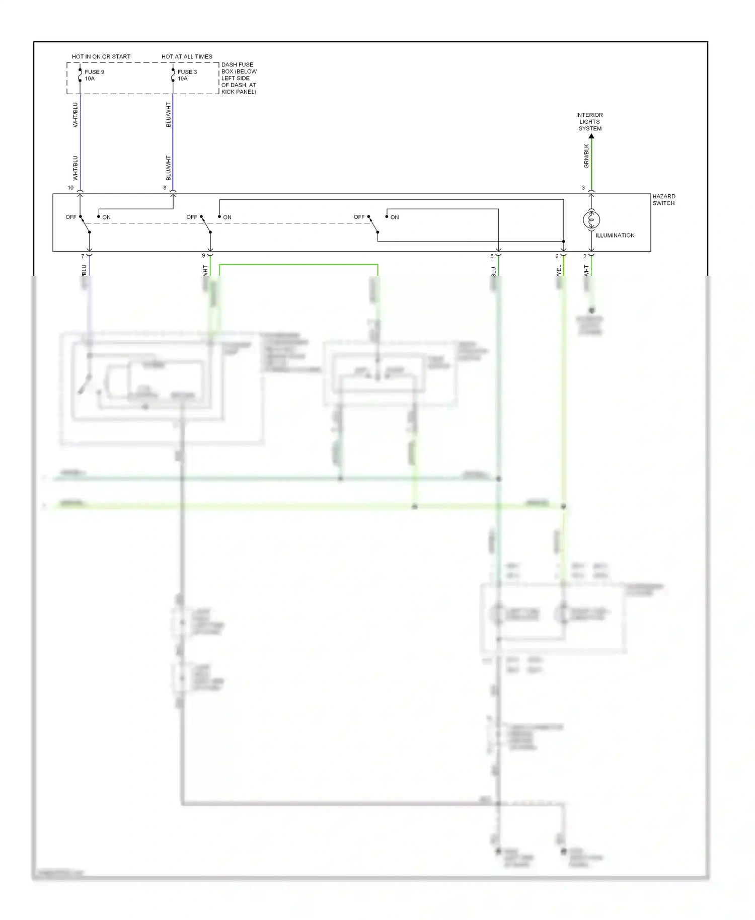 Wiring diagram left turn indicator for Hyundai Accent I (1994-2000) (1 of 3)