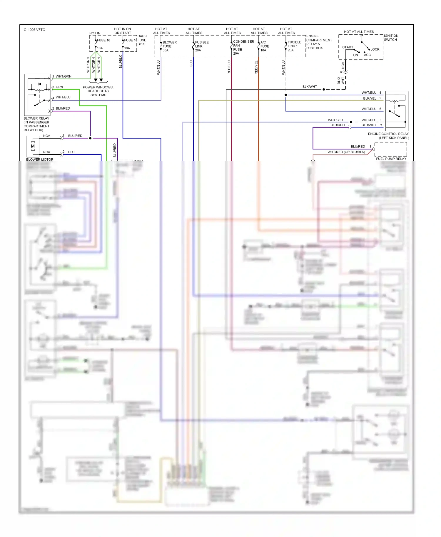 Wiring diagram red/ blu for Hyundai Accent I (1994-2000) (1 of 1)