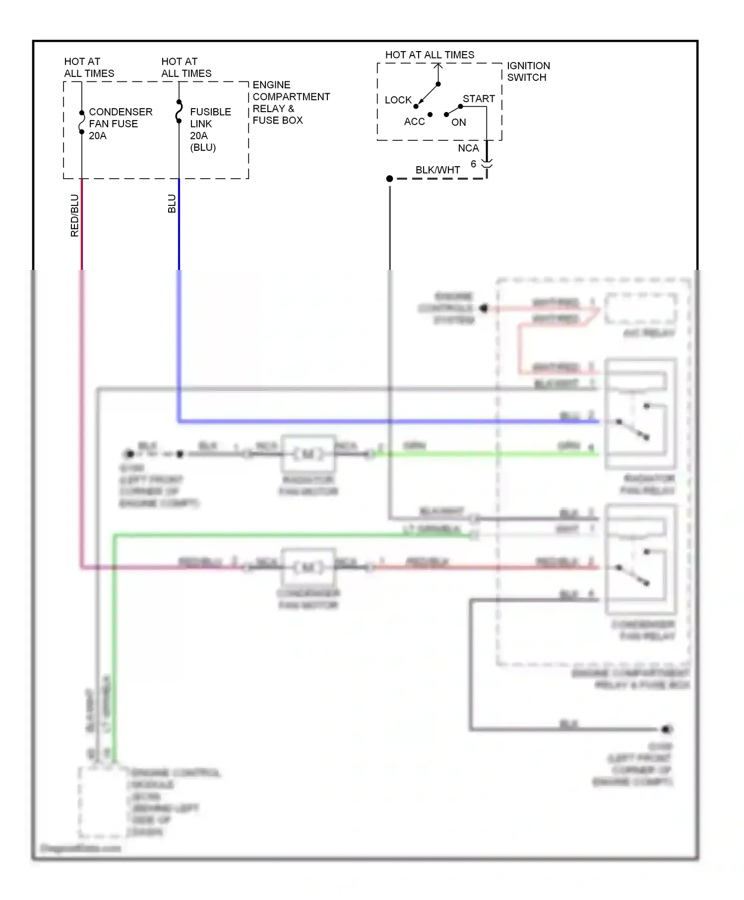 Wiring diagram red/blu for Hyundai Accent I (1994-2000) (3 of 17)