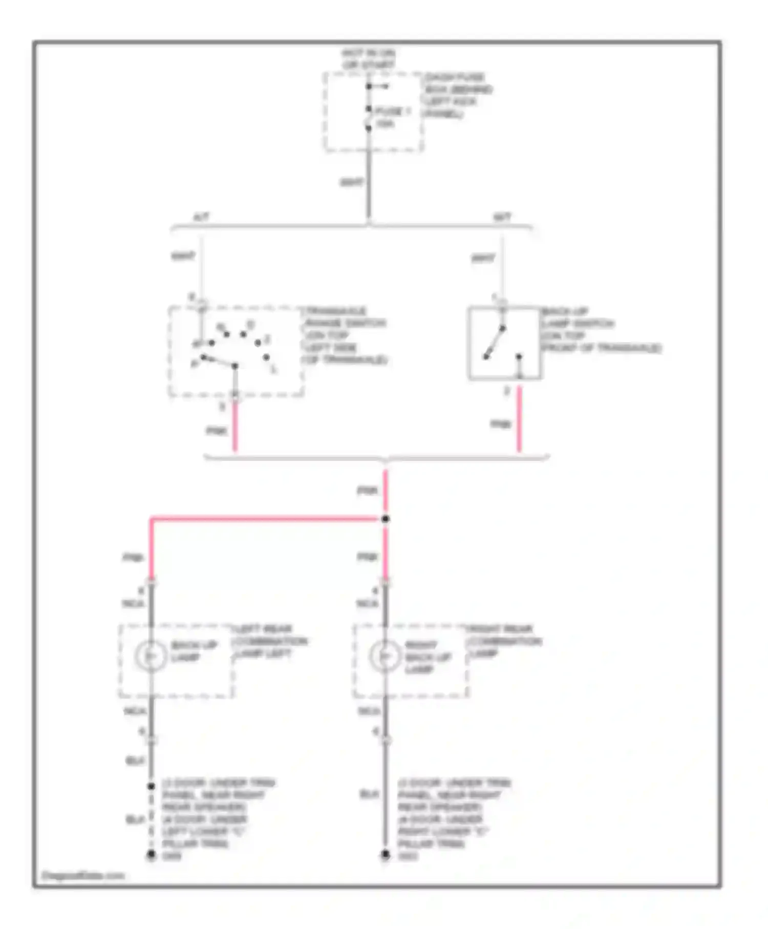 Accent Hyundai II facelift (2002-2005): Back-up lamps circuit