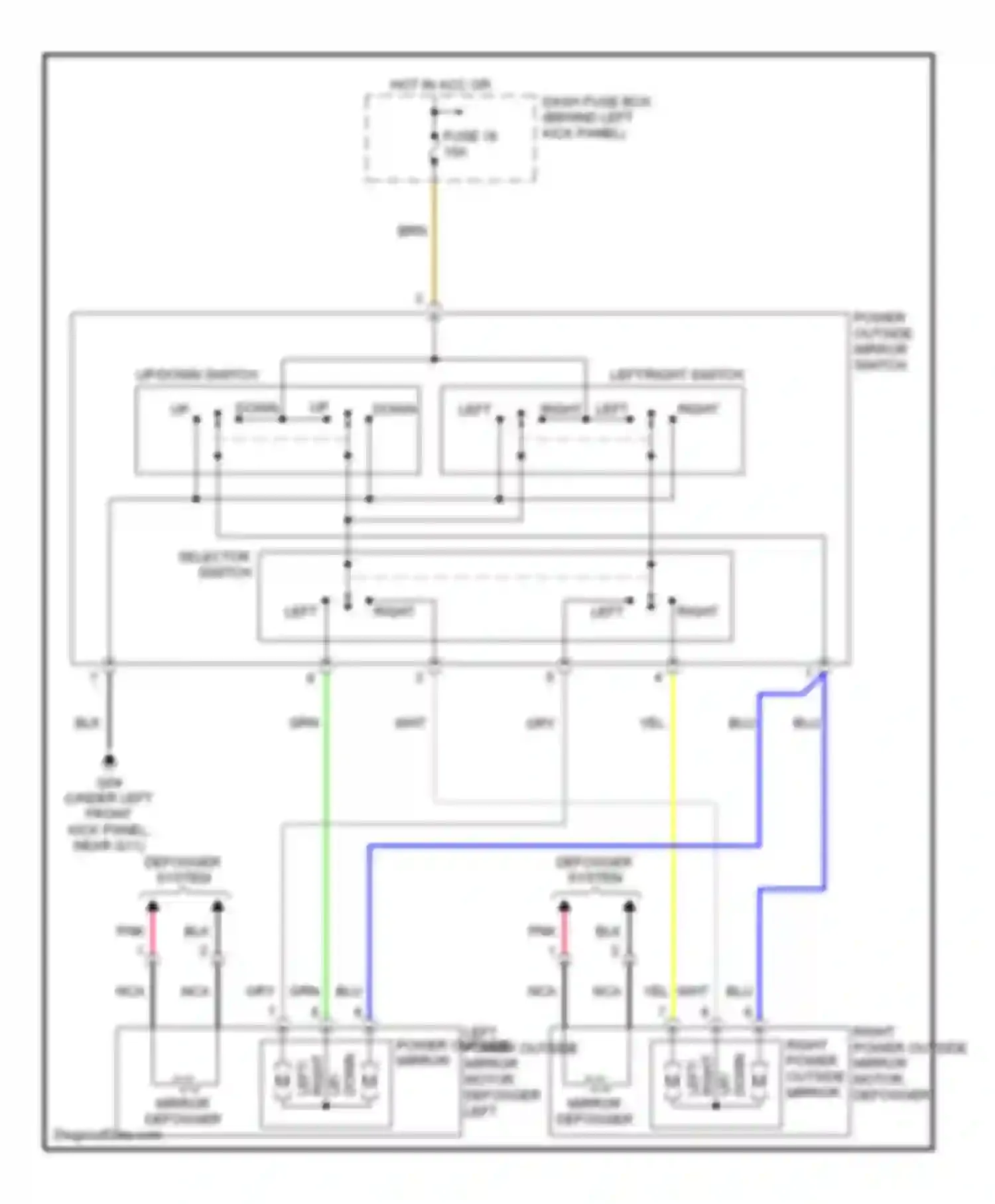Accent Hyundai II facelift (2002-2005): Power mirrors circuit