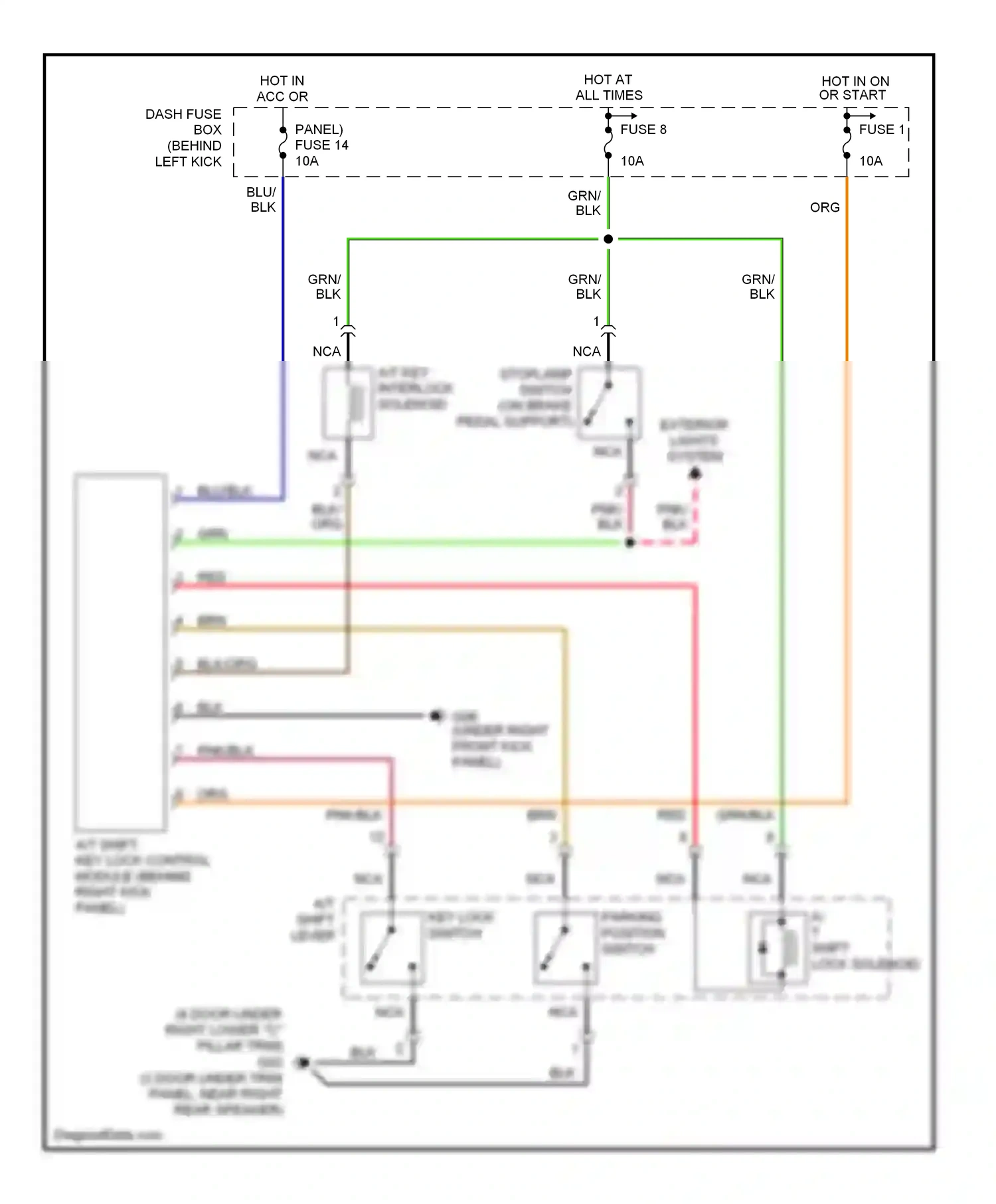 Wiring diagram a/t shift lever for Hyundai Accent II facelift (2002-2005) (6 of 7)
