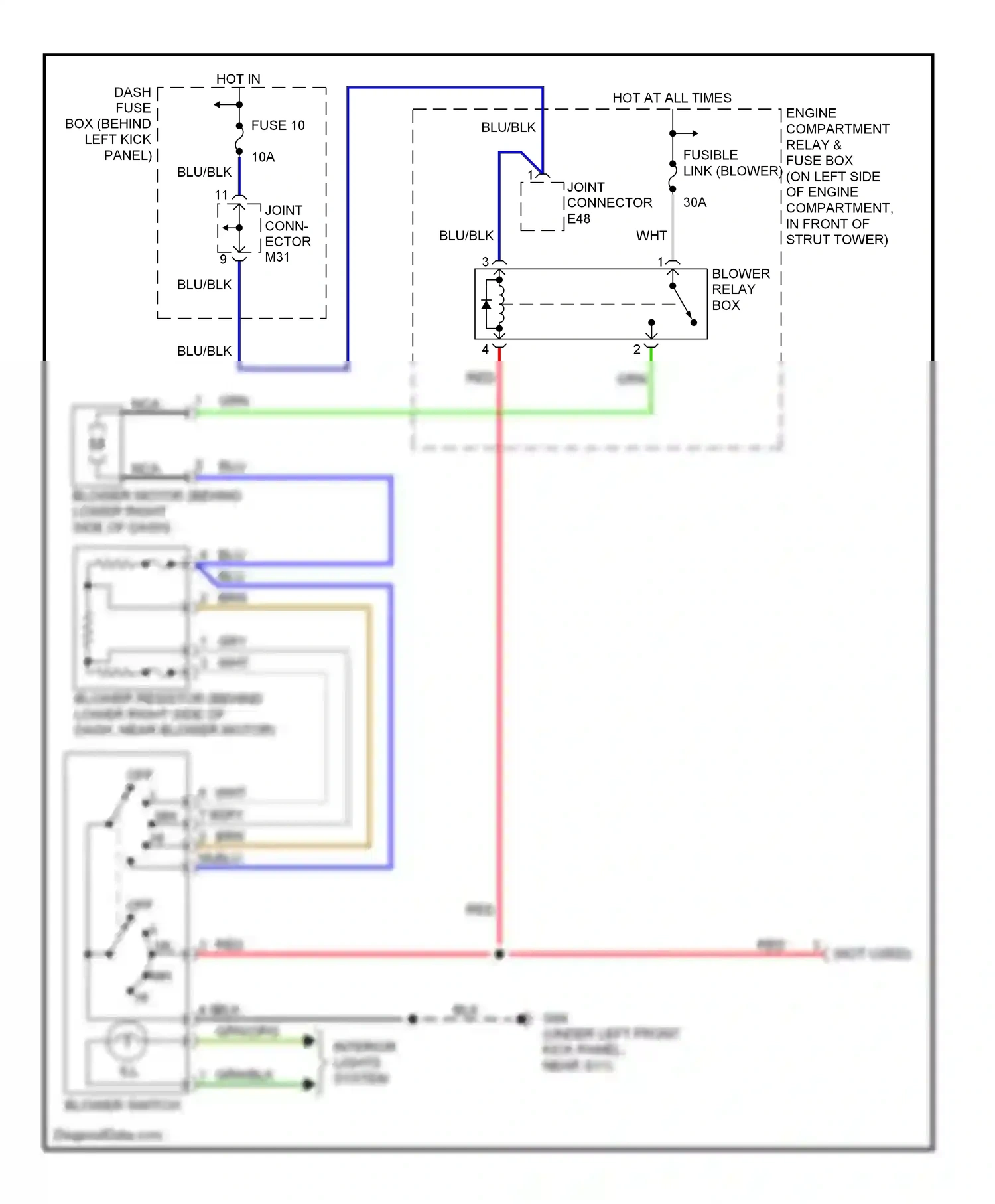 Wiring diagram blower switch for Hyundai Accent II facelift (2002-2005) (3 of 4)