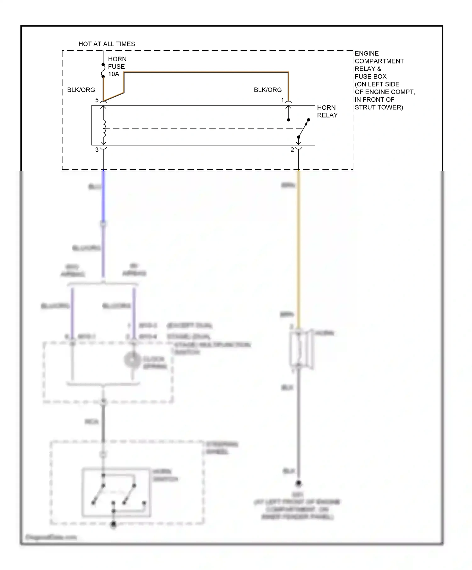 Wiring diagram horn switch for Hyundai Accent II facelift (2002-2005) (1 of 1)