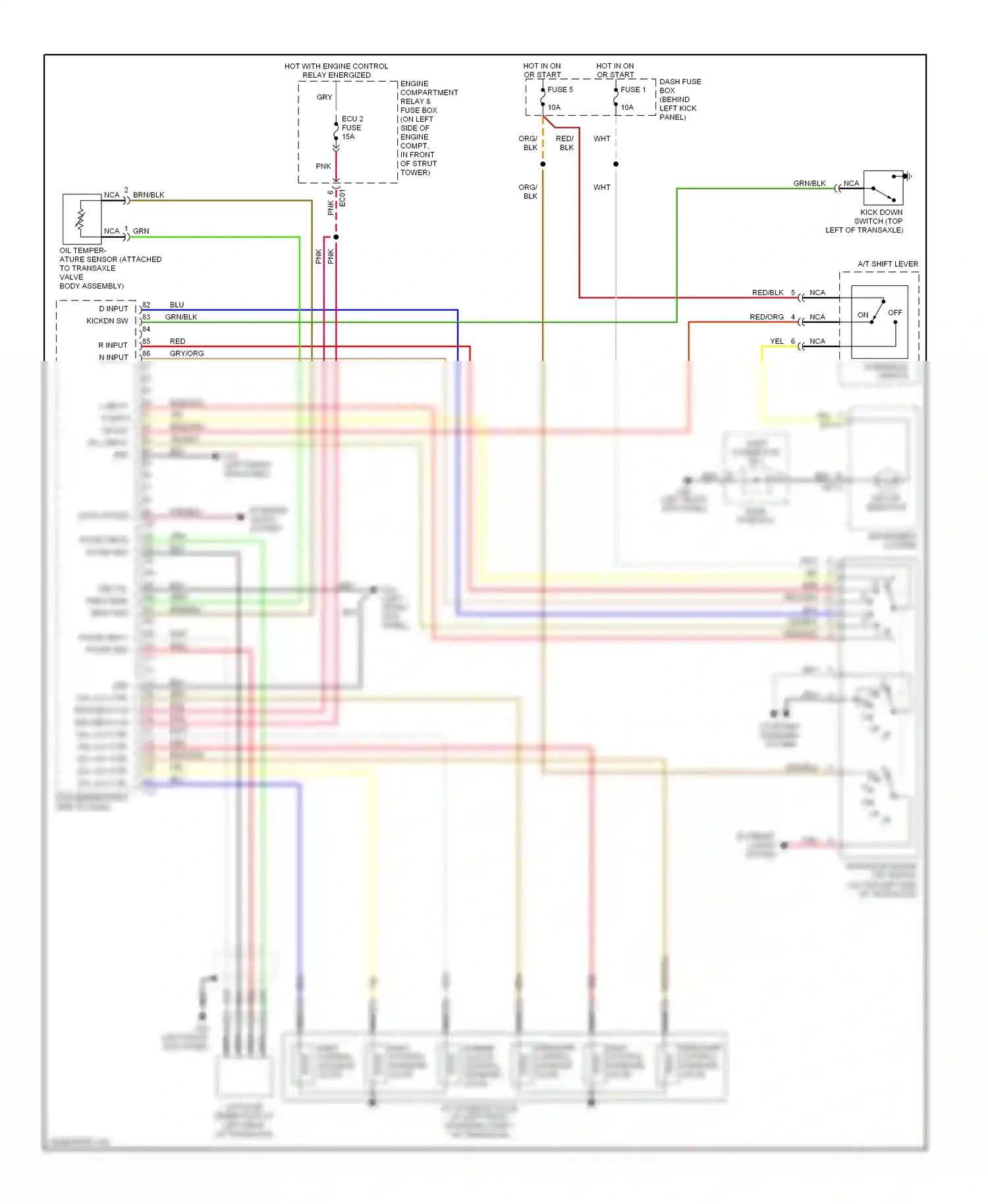 Wiring diagram hot with engine control relay energized for Hyundai Accent II facelift (2002-2005) (1 of 1)