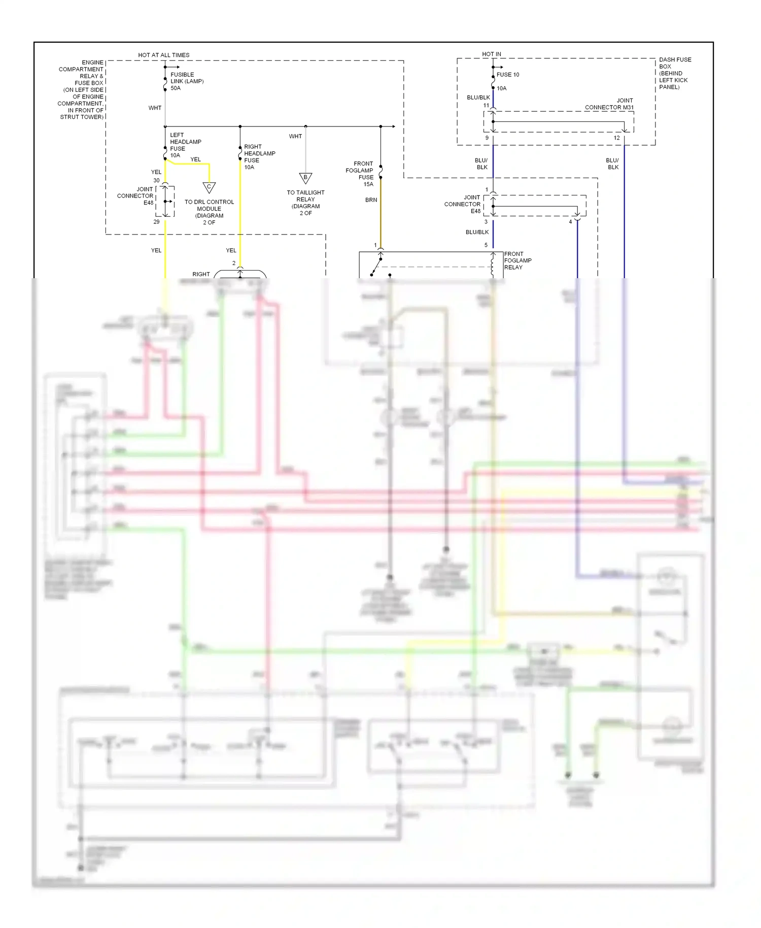 Wiring diagram low low flash high high flash for Hyundai Accent II facelift (2002-2005) (1 of 2)