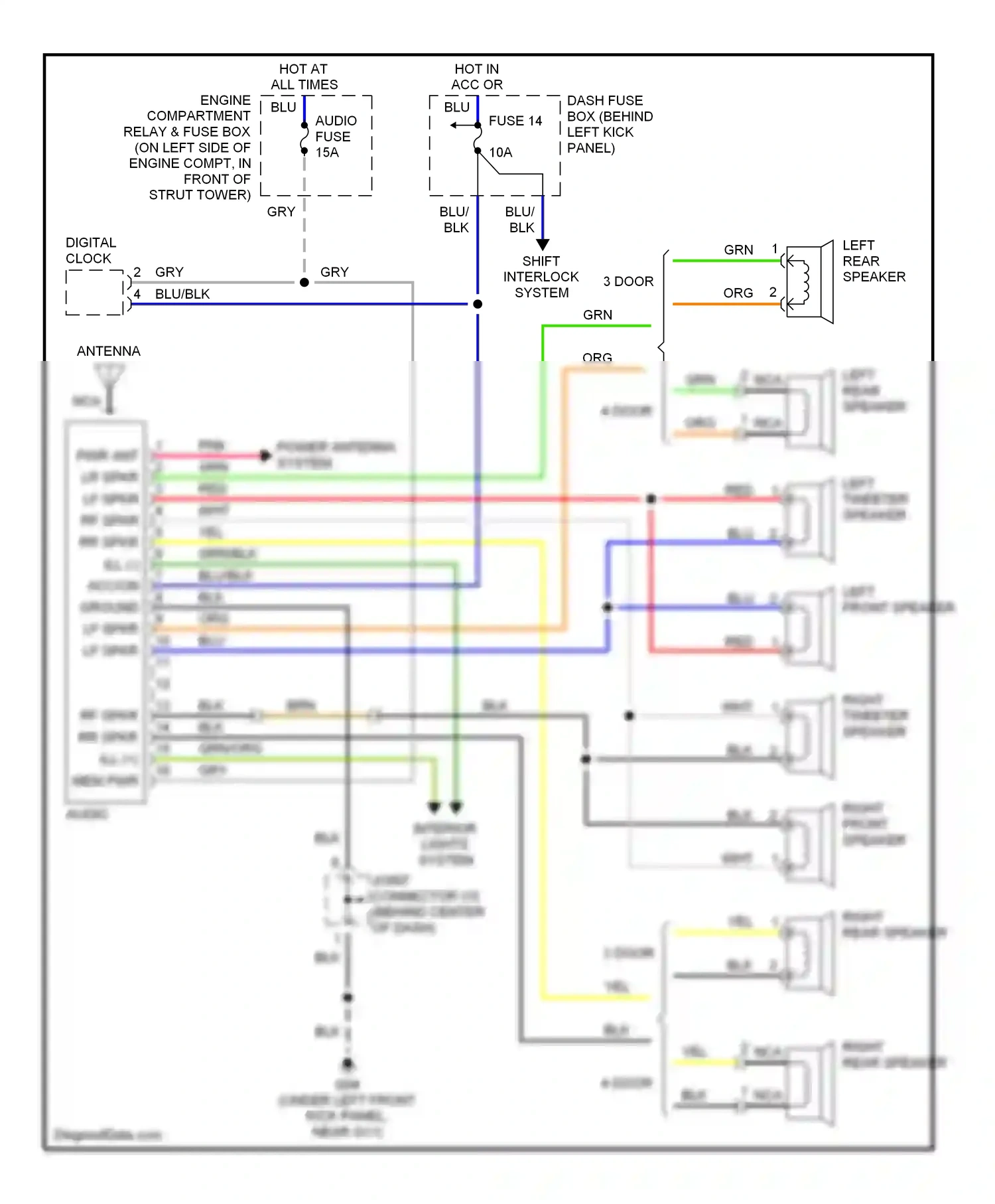 Wiring diagram right front speaker for Hyundai Accent II facelift (2002-2005) (1 of 1)