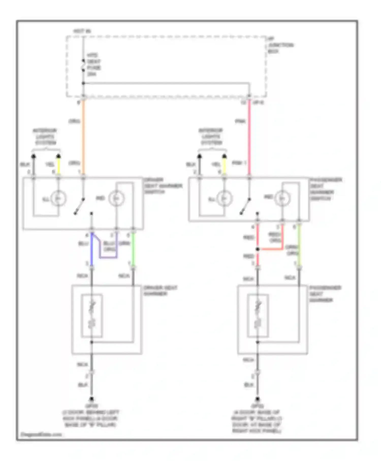 Accent Hyundai II (1999-2012): Power seats circuit