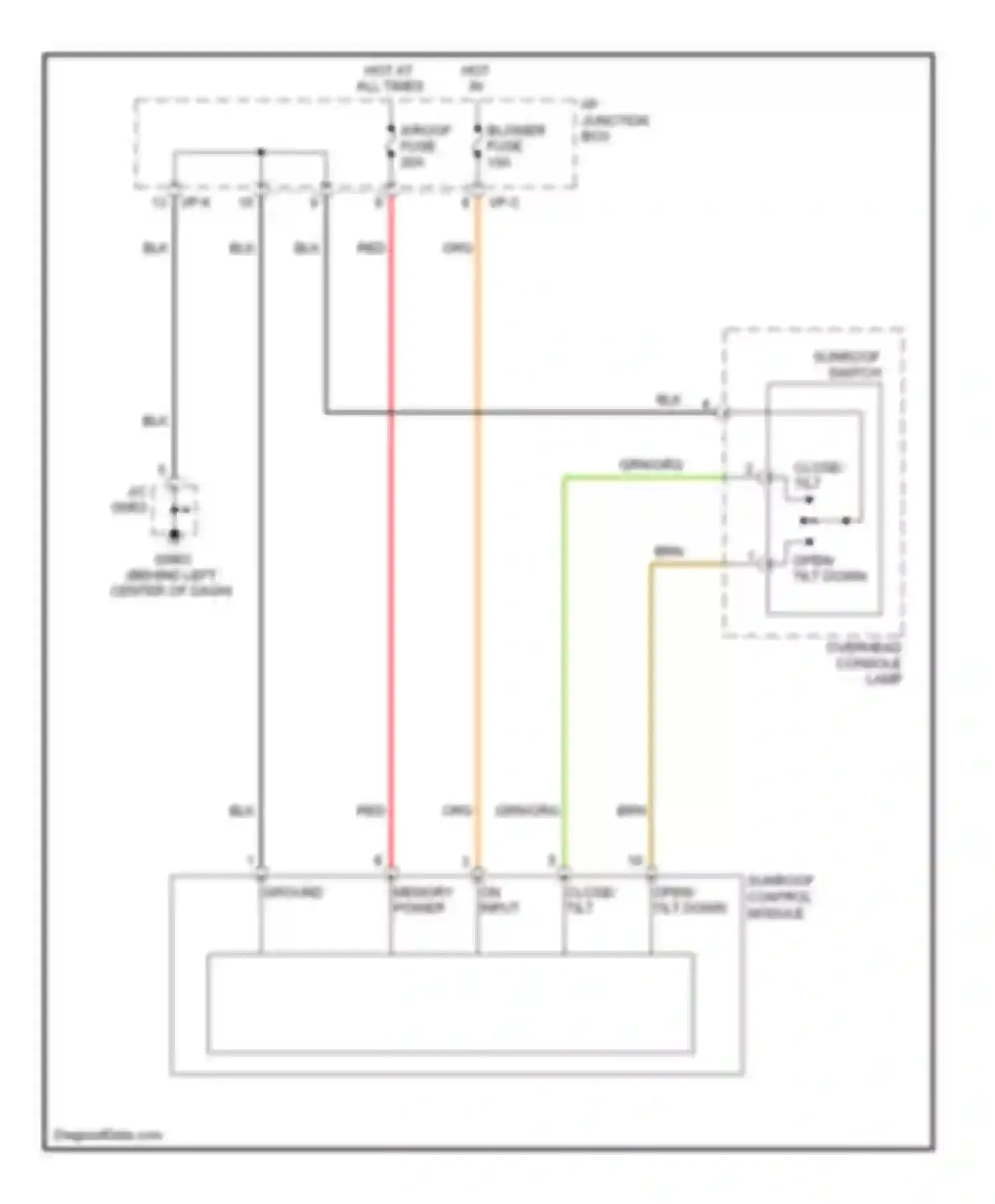 Accent Hyundai II (1999-2012): Power top/sunroof circuit