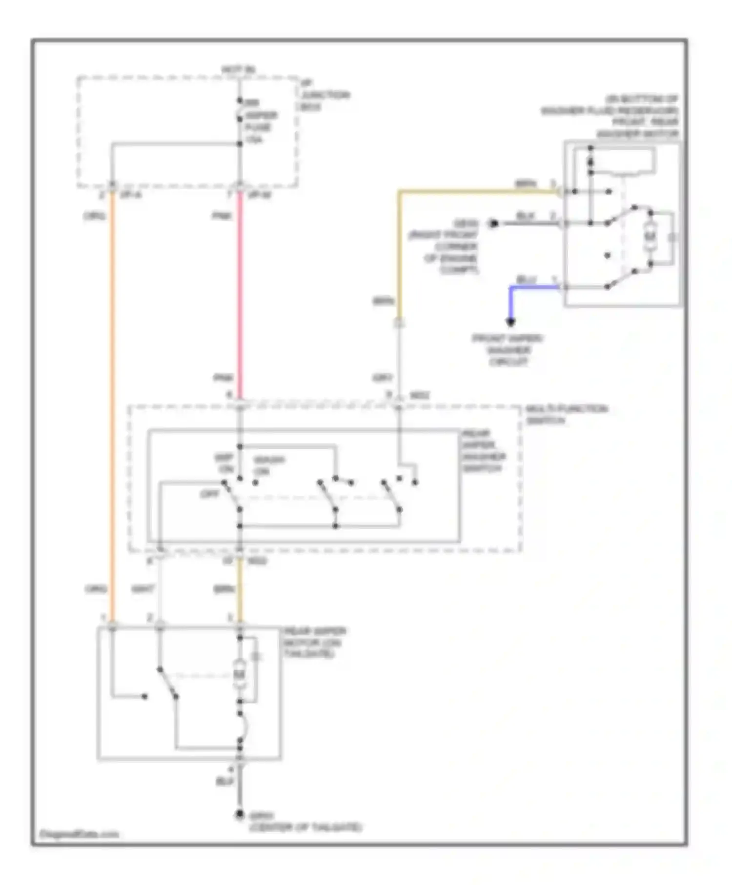 Accent Hyundai II (1999-2012): Rear wiper/washer circuit