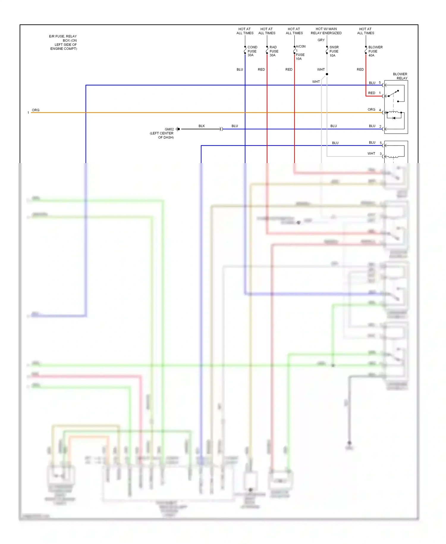 Wiring diagram a/con relay for Hyundai Accent II (1999-2012) (1 of 2)