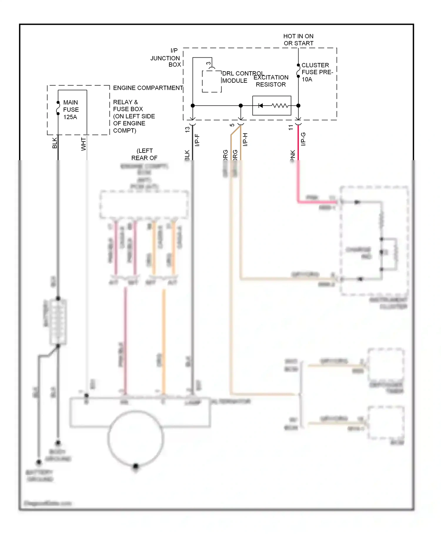 Wiring diagram charge ind for Hyundai Accent II (1999-2012) (1 of 2)