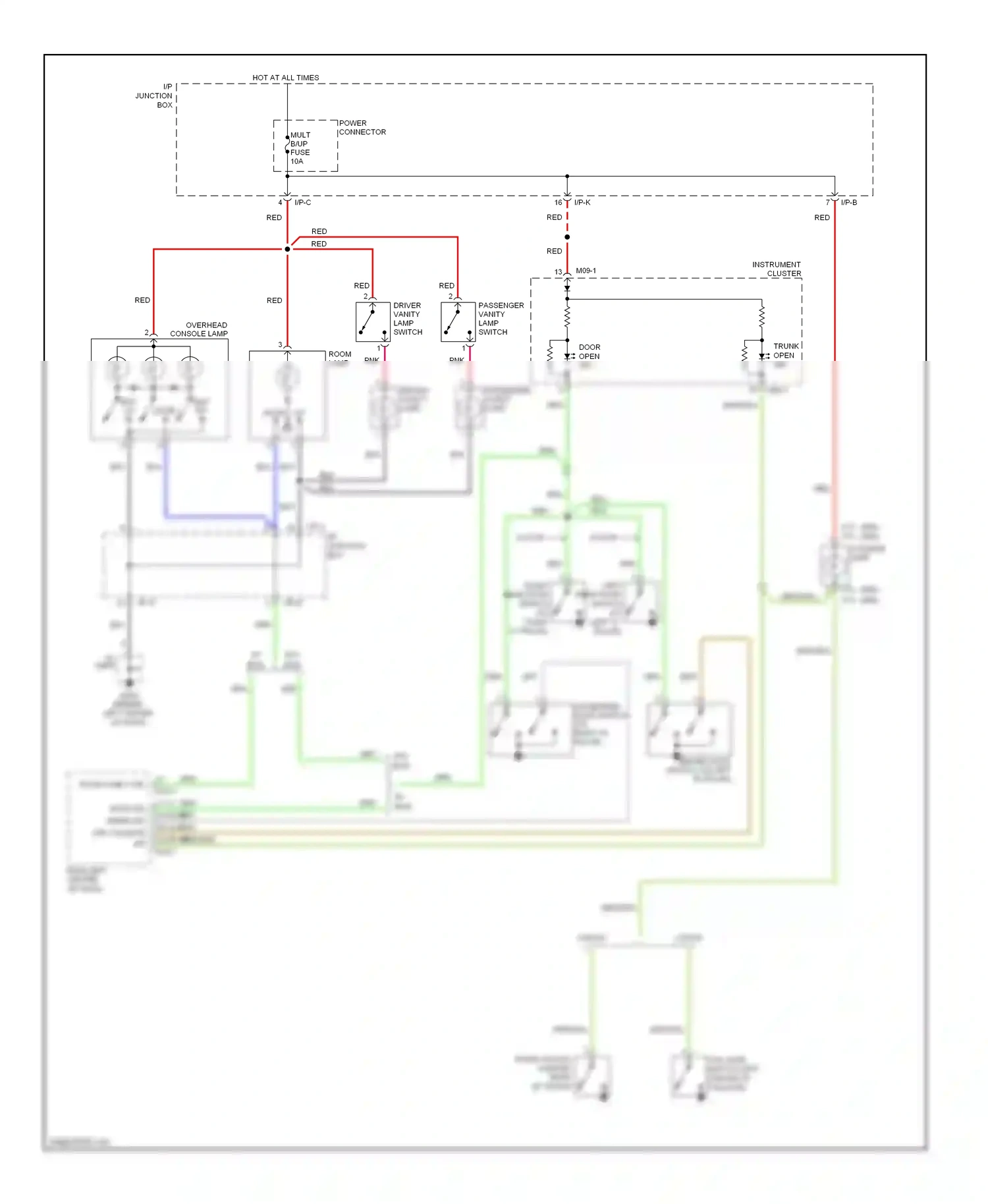 Wiring diagram driver vanity lamp switch for Hyundai Accent II (1999-2012) (1 of 2)