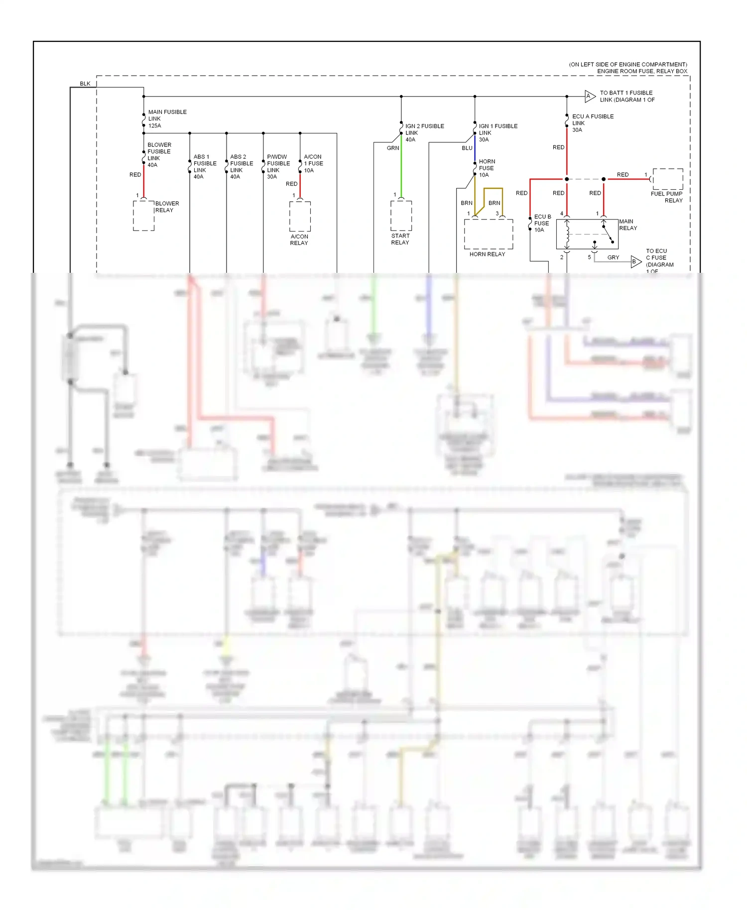 Wiring diagram main relay for Hyundai Accent II (1999-2012) (1 of 3)