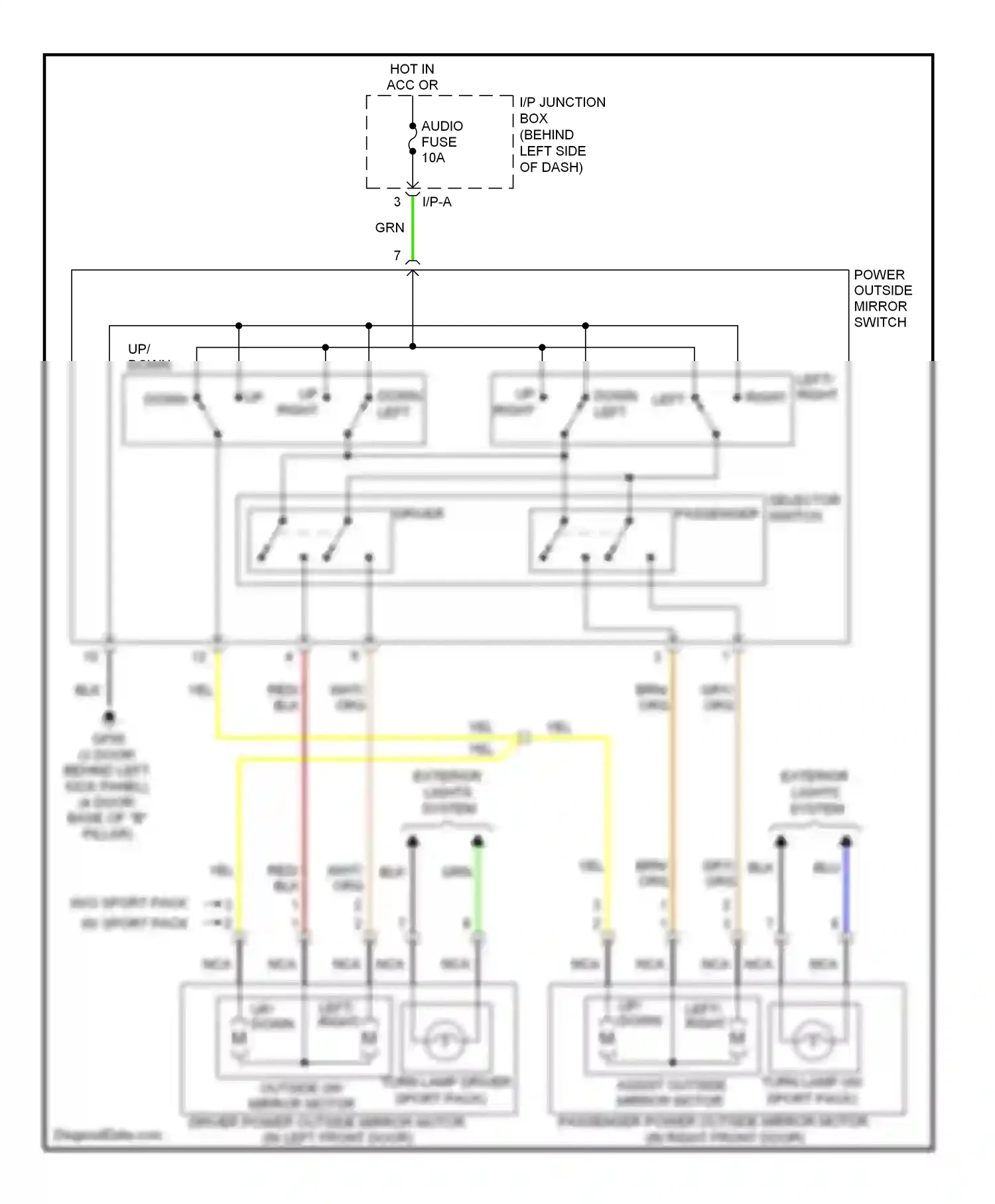 Wiring diagram selector switch passenger for Hyundai Accent II (1999-2012) (1 of 1)