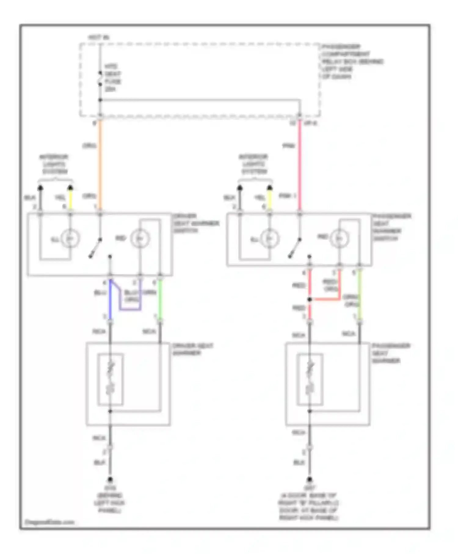 Accent Hyundai III (2006-2011): Power seats circuit