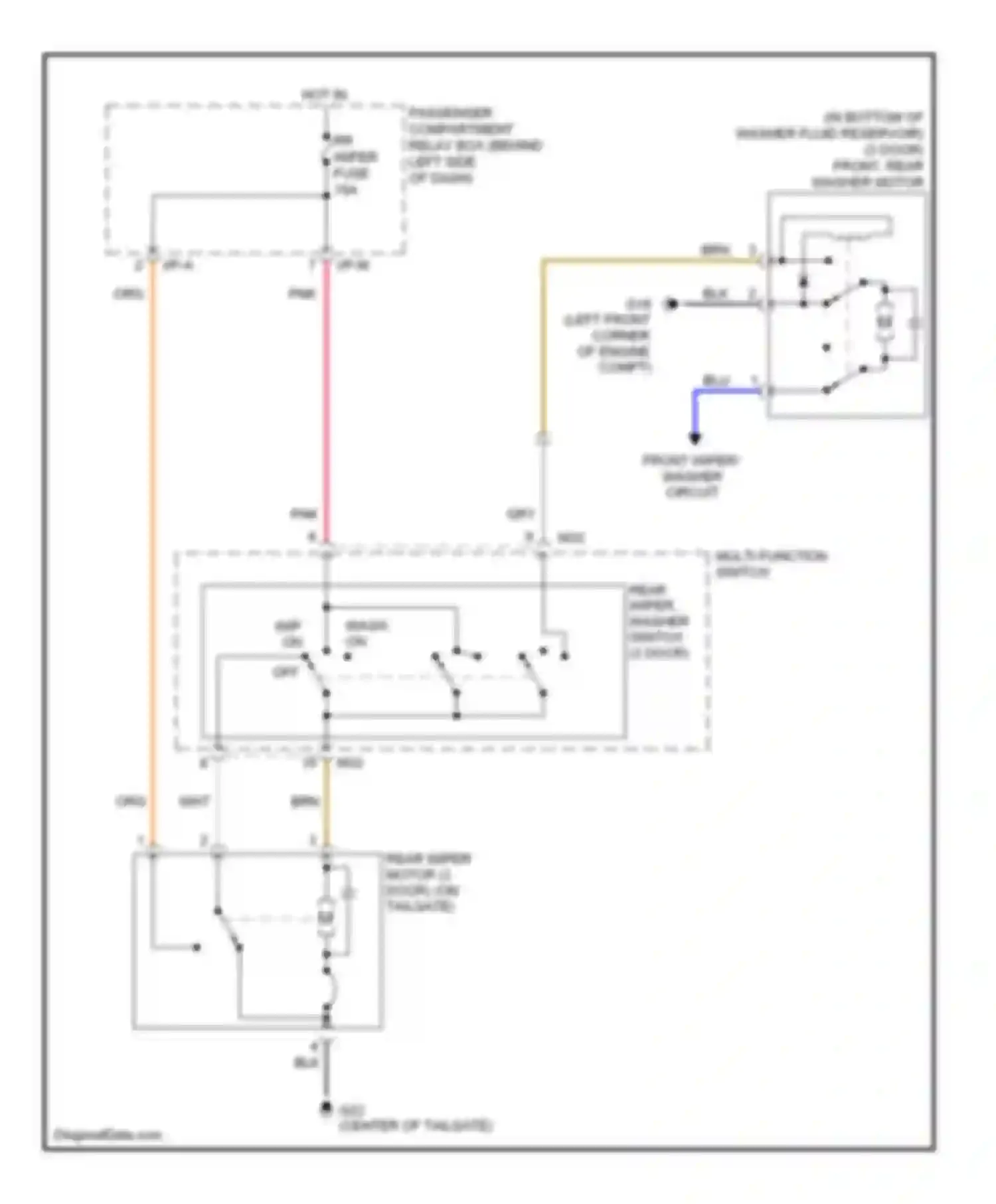 Accent Hyundai III (2006-2011): Rear wiper/washer circuit