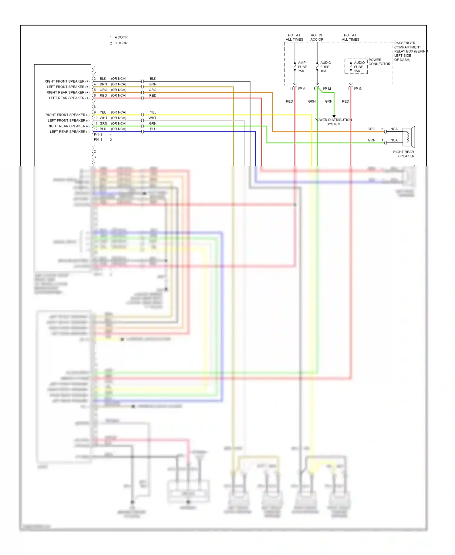 Wiring diagram left rear speaker for Hyundai Accent III (2006-2011) (1 of 4)