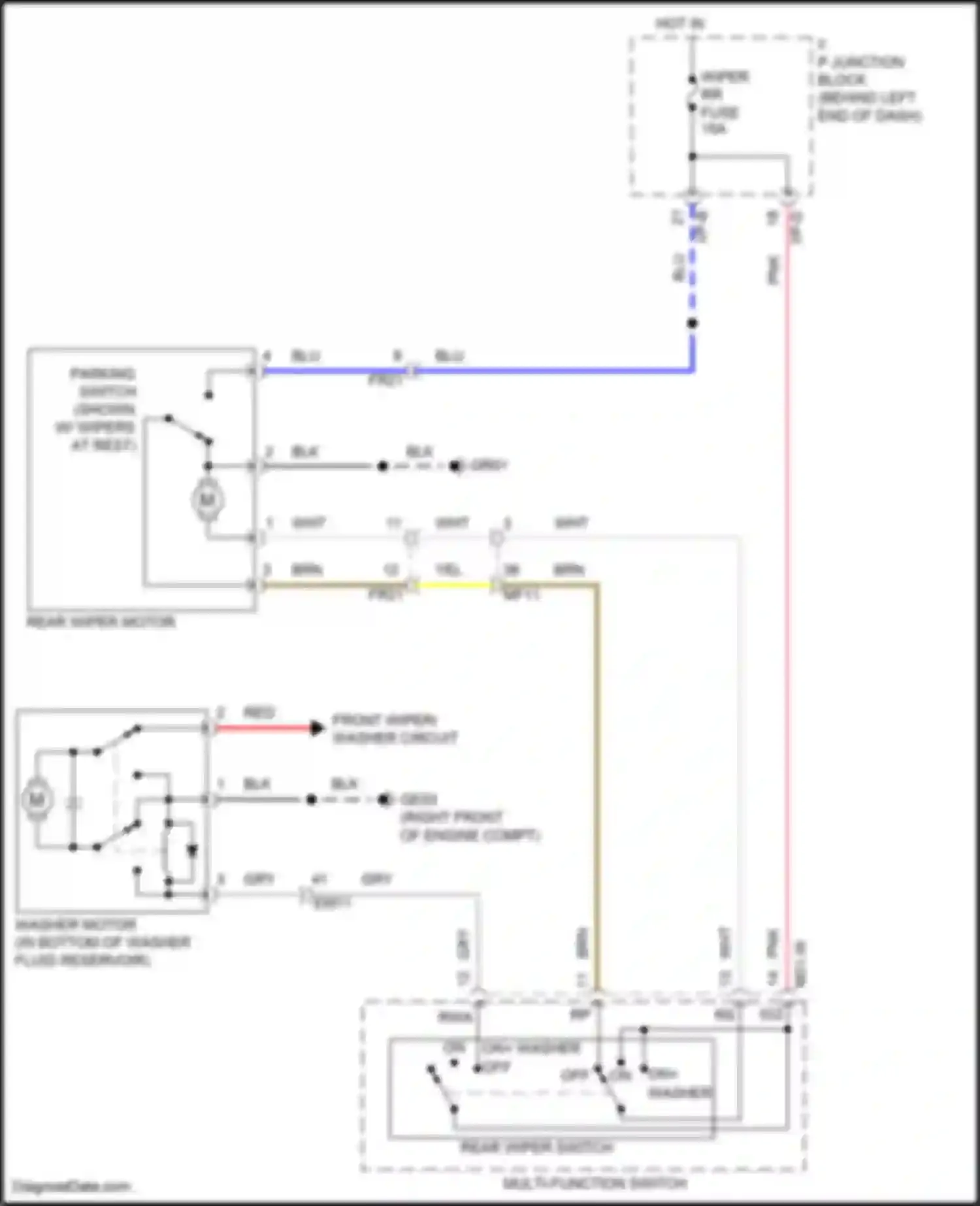 Accent Hyundai V facelift (2020-2024): Rear wiper/washer circuit, w/o bcm