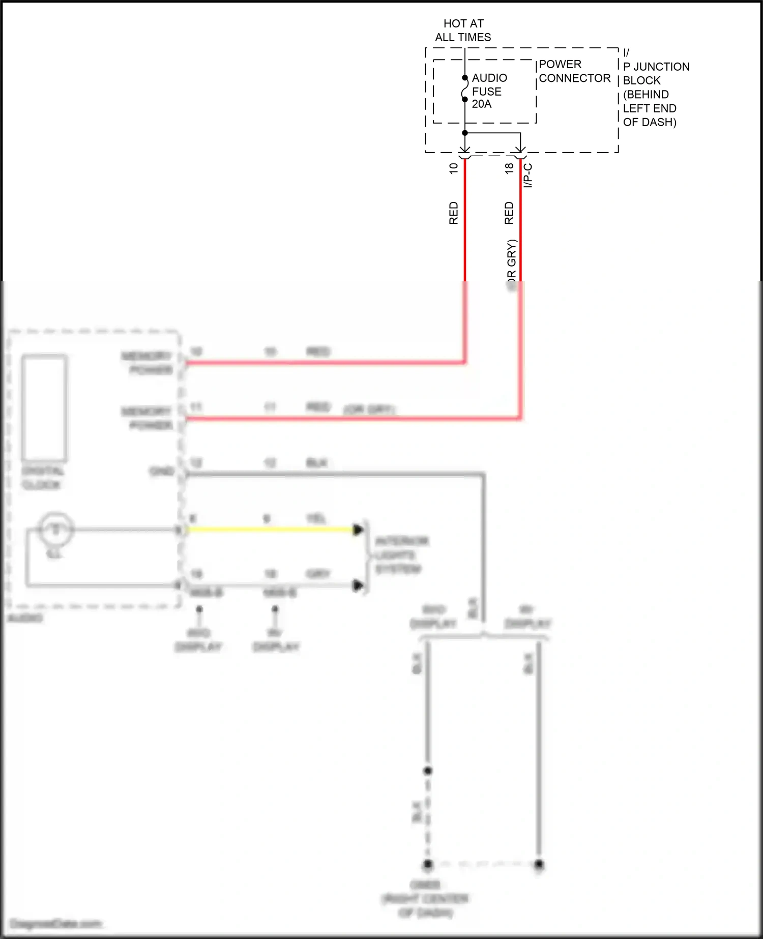 Wiring diagram digital clock for Hyundai Accent V facelift (2020-2024) (1 of 3)