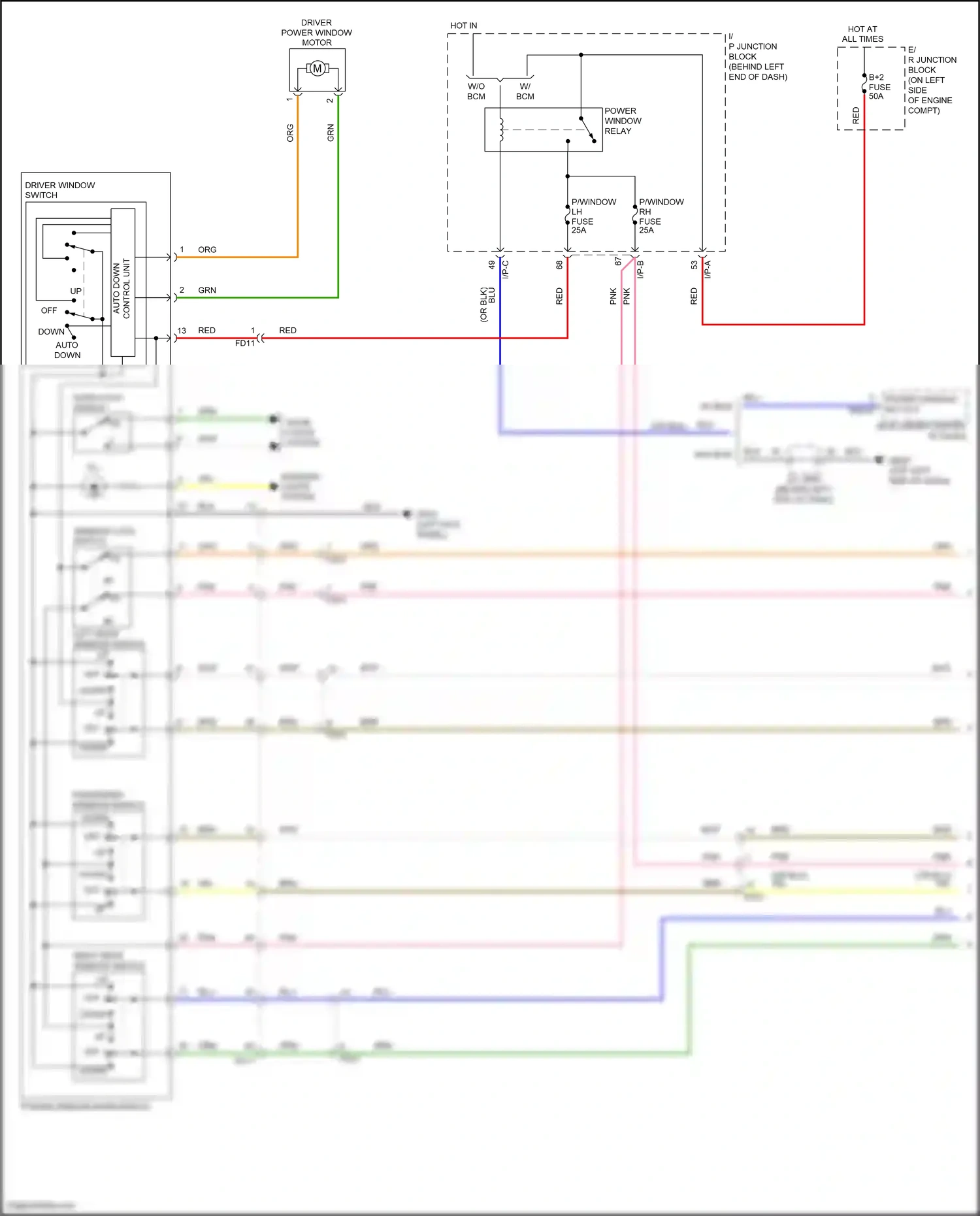 Wiring diagram driver window switch for Hyundai Accent V (2017-2023) (1 of 2)