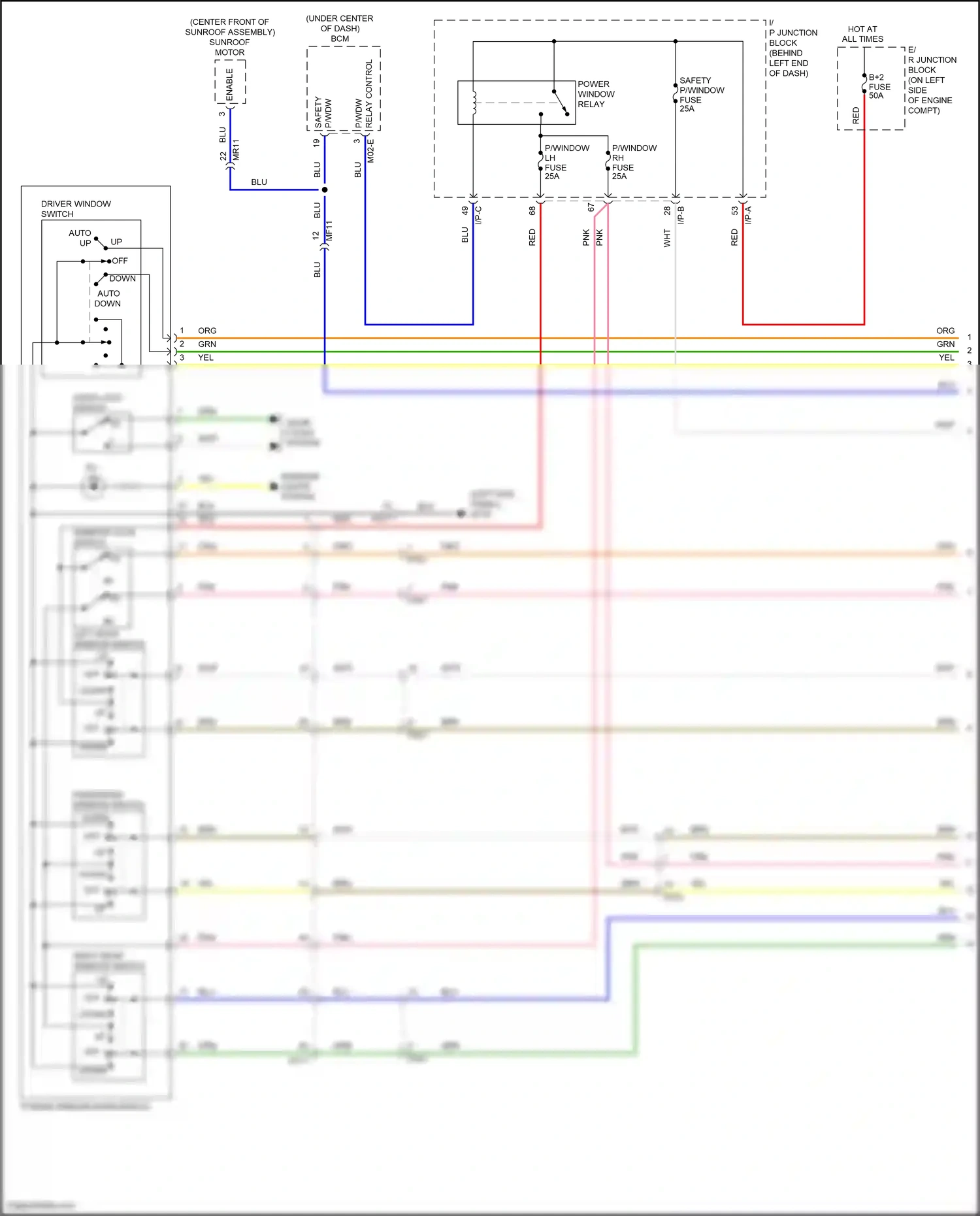 Wiring diagram driver window switch for Hyundai Accent V (2017-2023) (2 of 2)