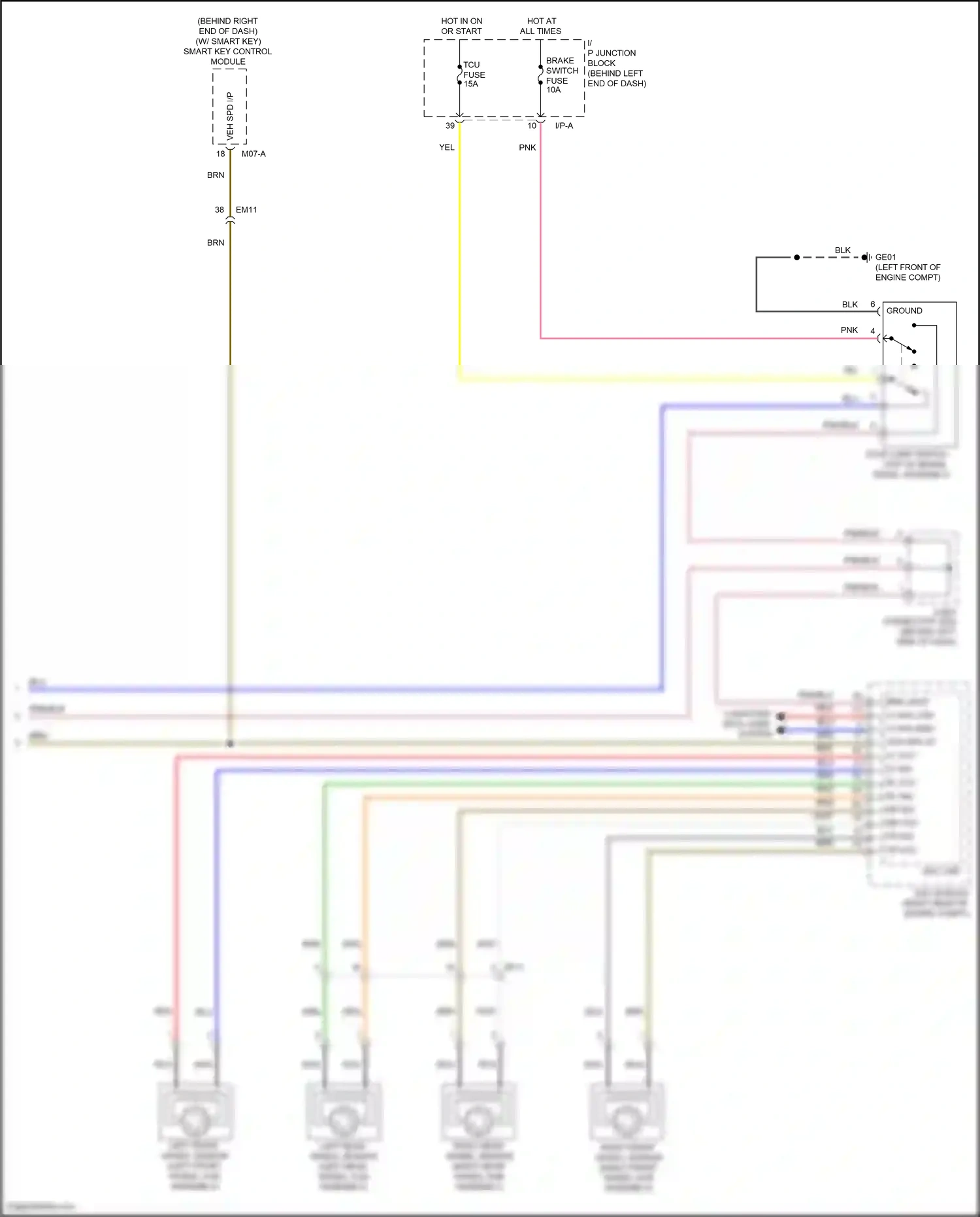 Wiring diagram left front wheel sensor for Hyundai Accent V (2017-2023) (2 of 2)
