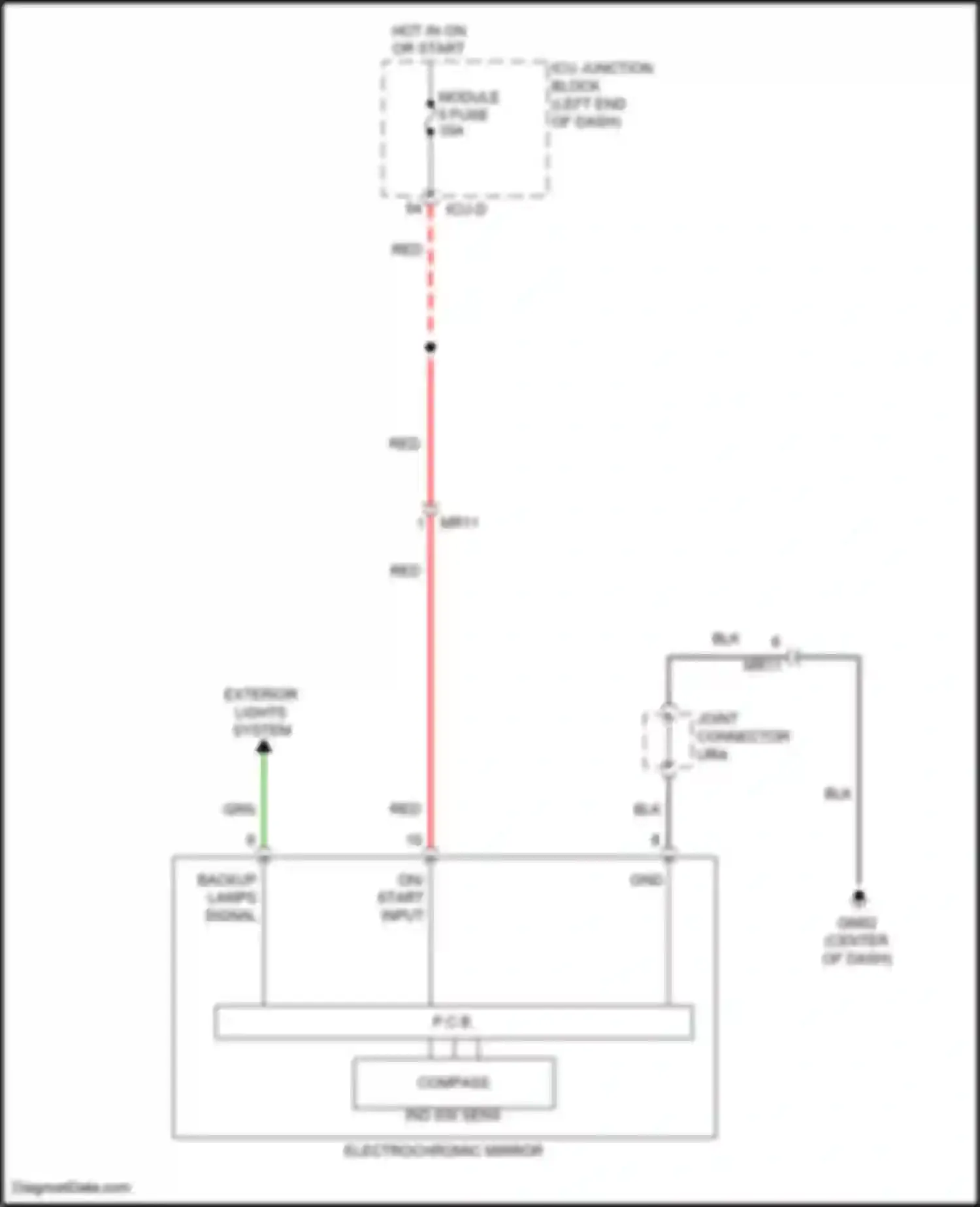 Avante Hyundai VII (2020-2024): Electrochromic mirror circuit