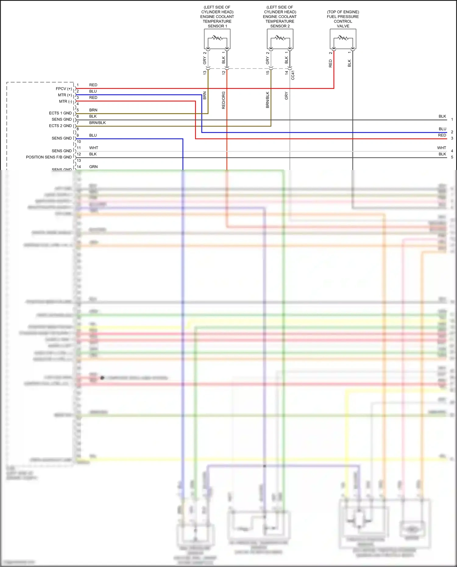 Wiring diagram engine coolant temperature sensor 2 for Hyundai Avante VII (2020-2024) (4 of 5)
