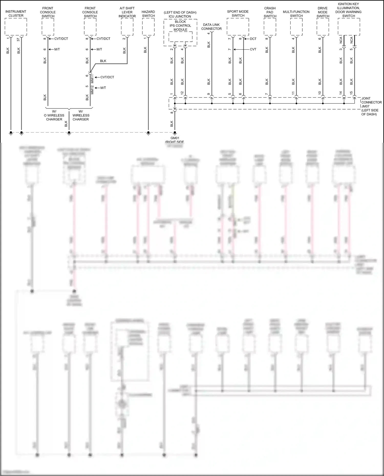 Wiring diagram front console switch for Hyundai Avante VII (2020-2024) (11 of 27)