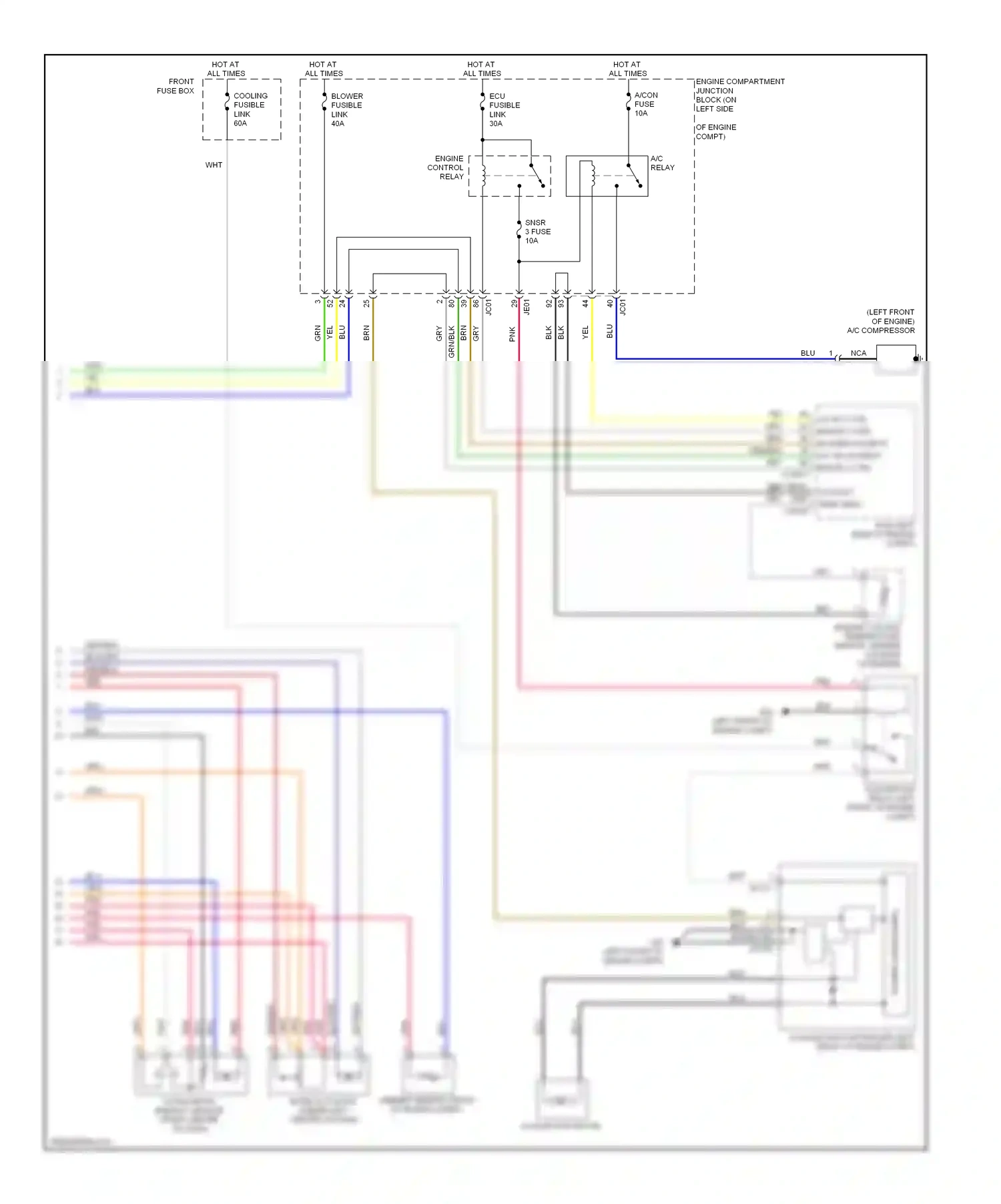 Wiring diagram engine compartment junction block (on left side for Hyundai Azera I (2005-2011) (1 of 1)