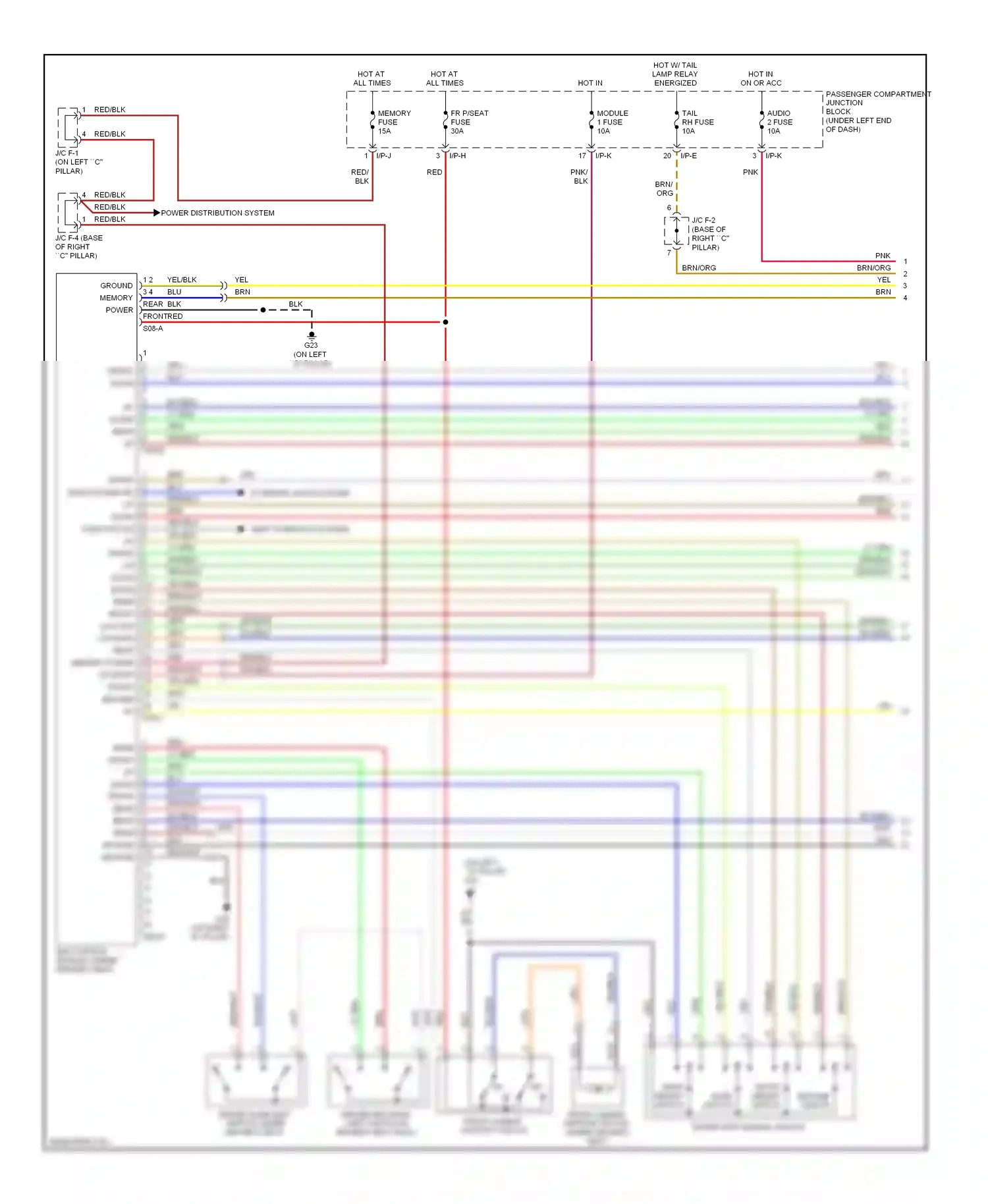 Wiring diagram front lumbar support switch for Hyundai Azera I (2005-2011) (2 of 2)