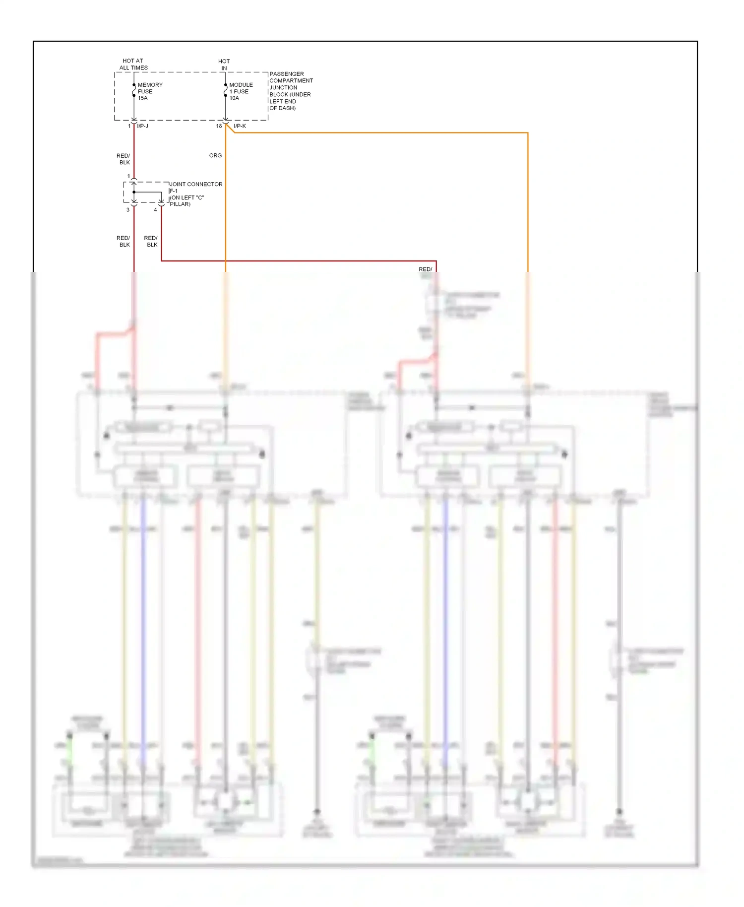 Wiring diagram left mirror sensor for Hyundai Azera I (2005-2011) (1 of 1)