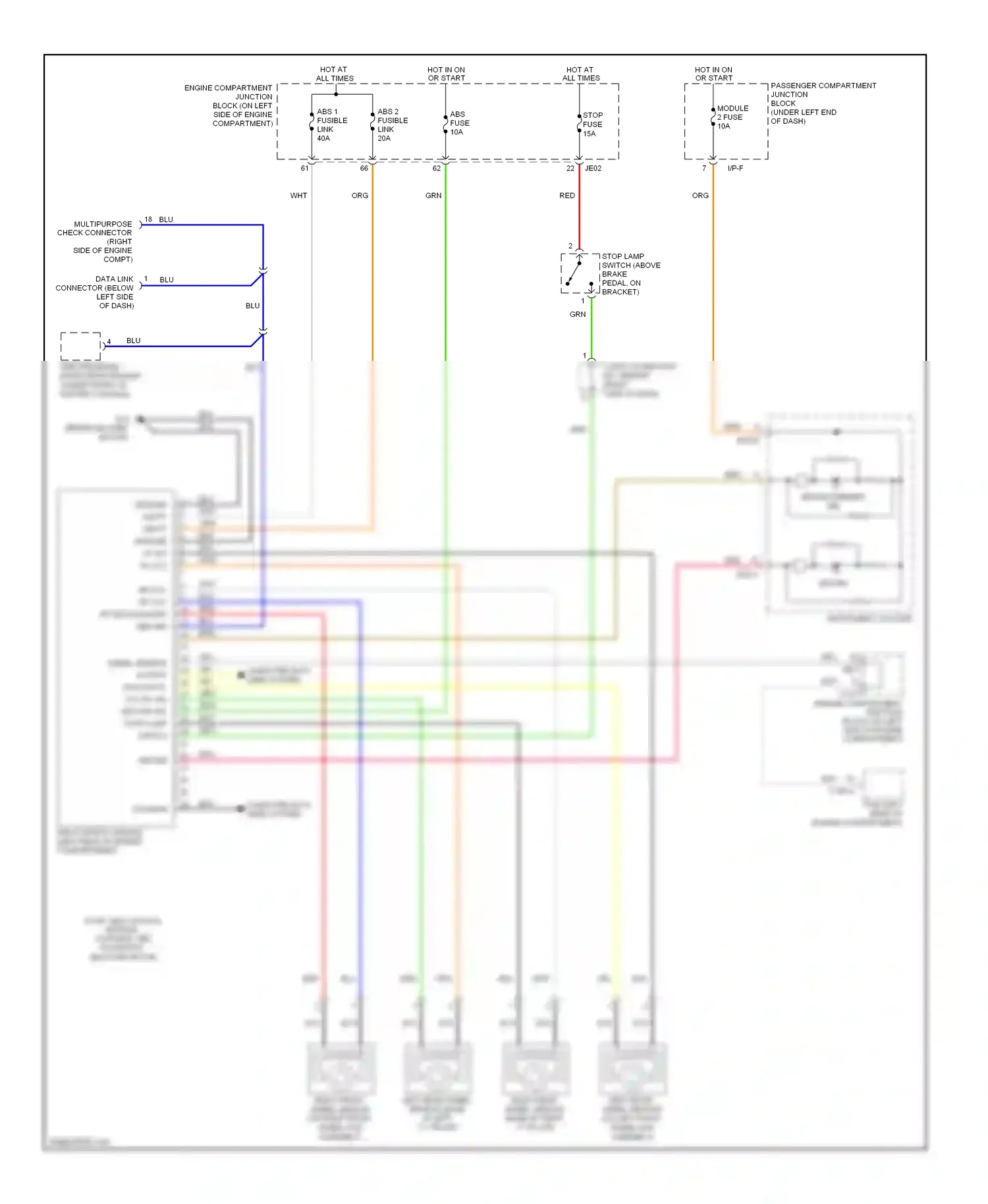 Wiring diagram note: abs control module contains: abs solenoids, abs pump motor for Hyundai Azera I (2005-2011) (1 of 1)