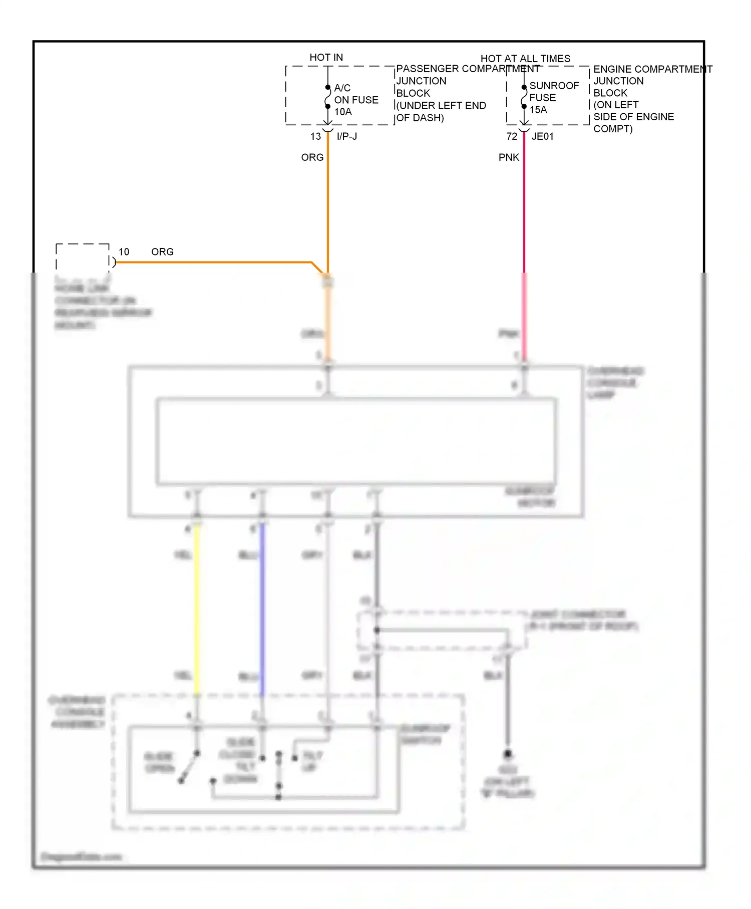 Wiring diagram overhead console assembly for Hyundai Azera I (2005-2011) (1 of 1)