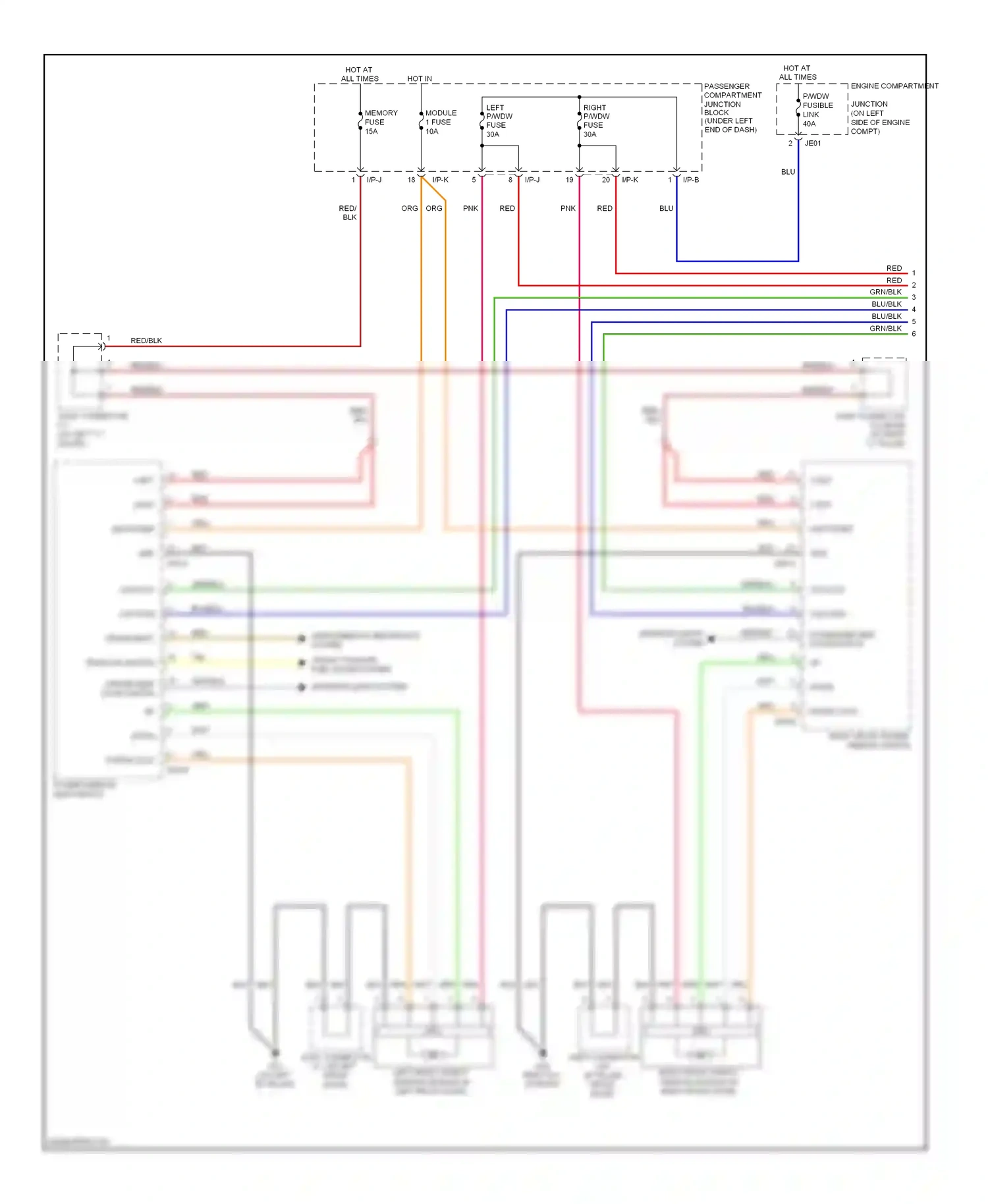 Wiring diagram power window main switch for Hyundai Azera I (2005-2011) (10 of 13)