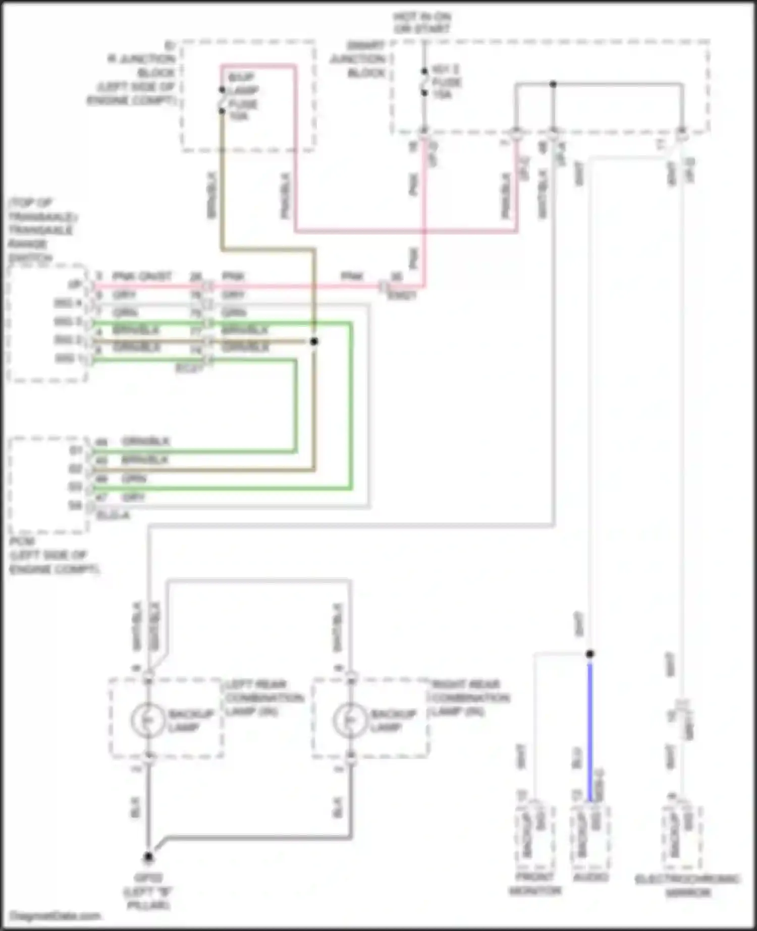 Wiring diagram backup lamp for Hyundai Azera II facelift (2014-2017) (1 of 2)