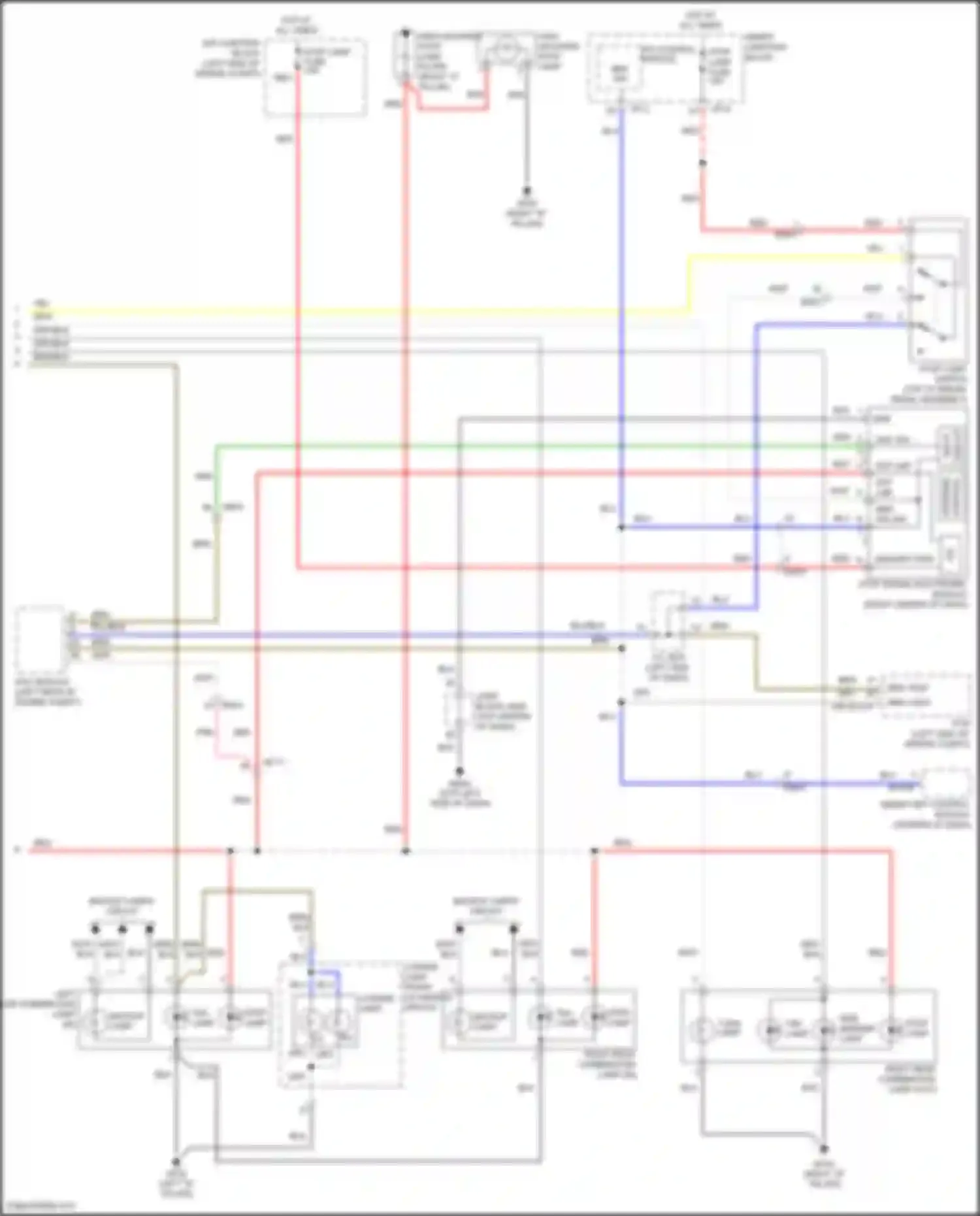 Wiring diagram backup lamps circuit for Hyundai Azera II facelift (2014-2017) (1 of 1)
