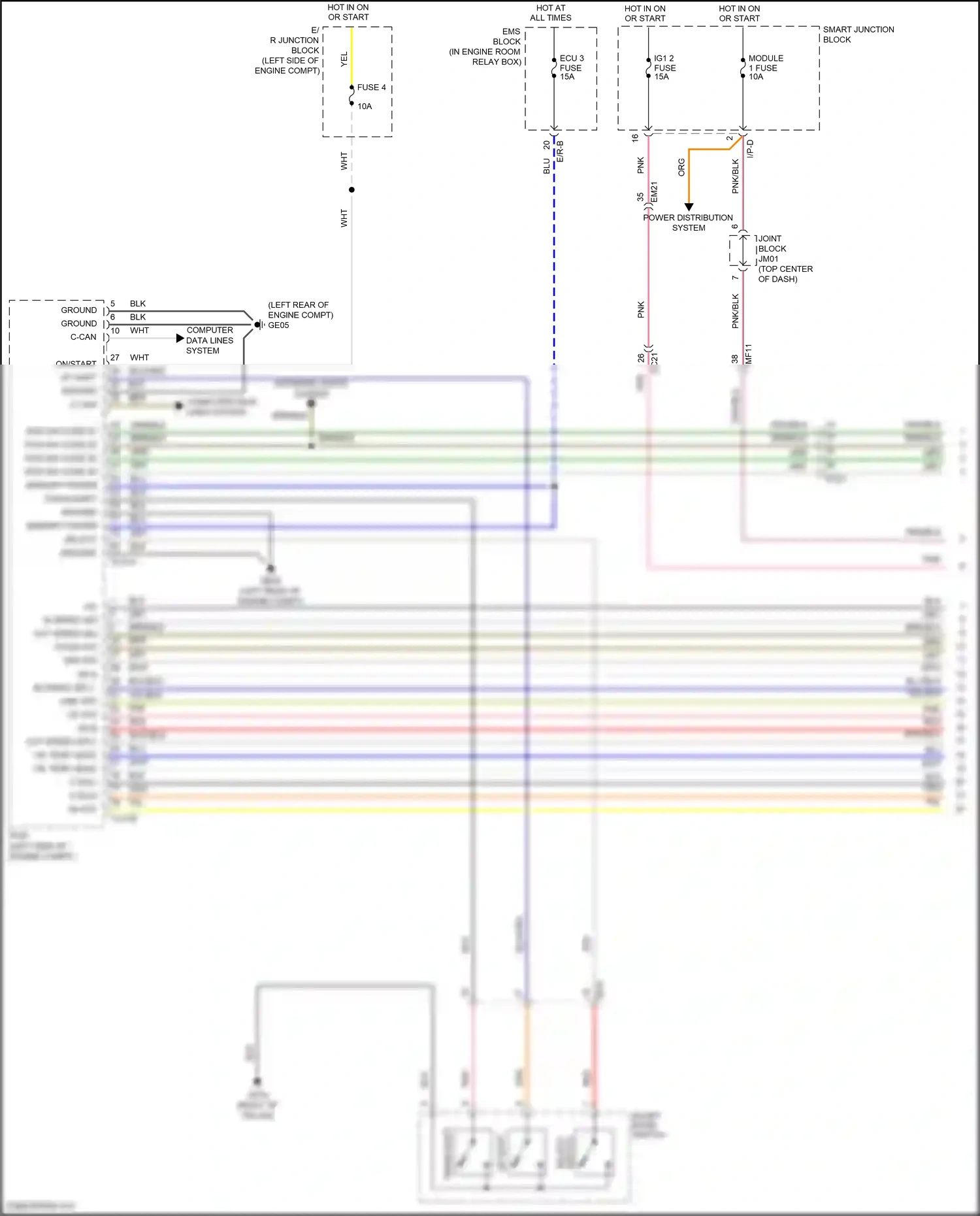 Wiring diagram down shift for Hyundai Azera II facelift (2014-2017) (2 of 4)