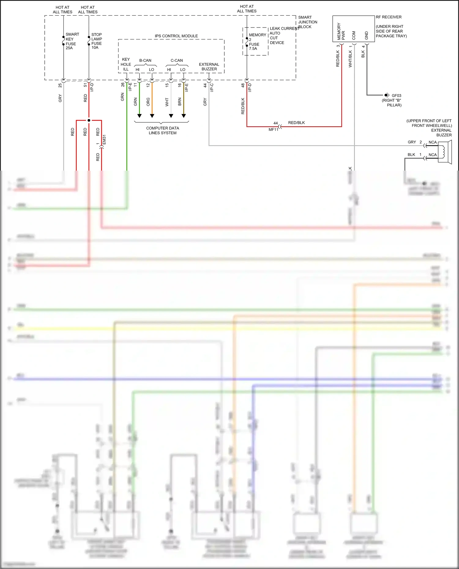 Wiring diagram external buzzer for Hyundai Azera II facelift (2014-2017) (3 of 3)