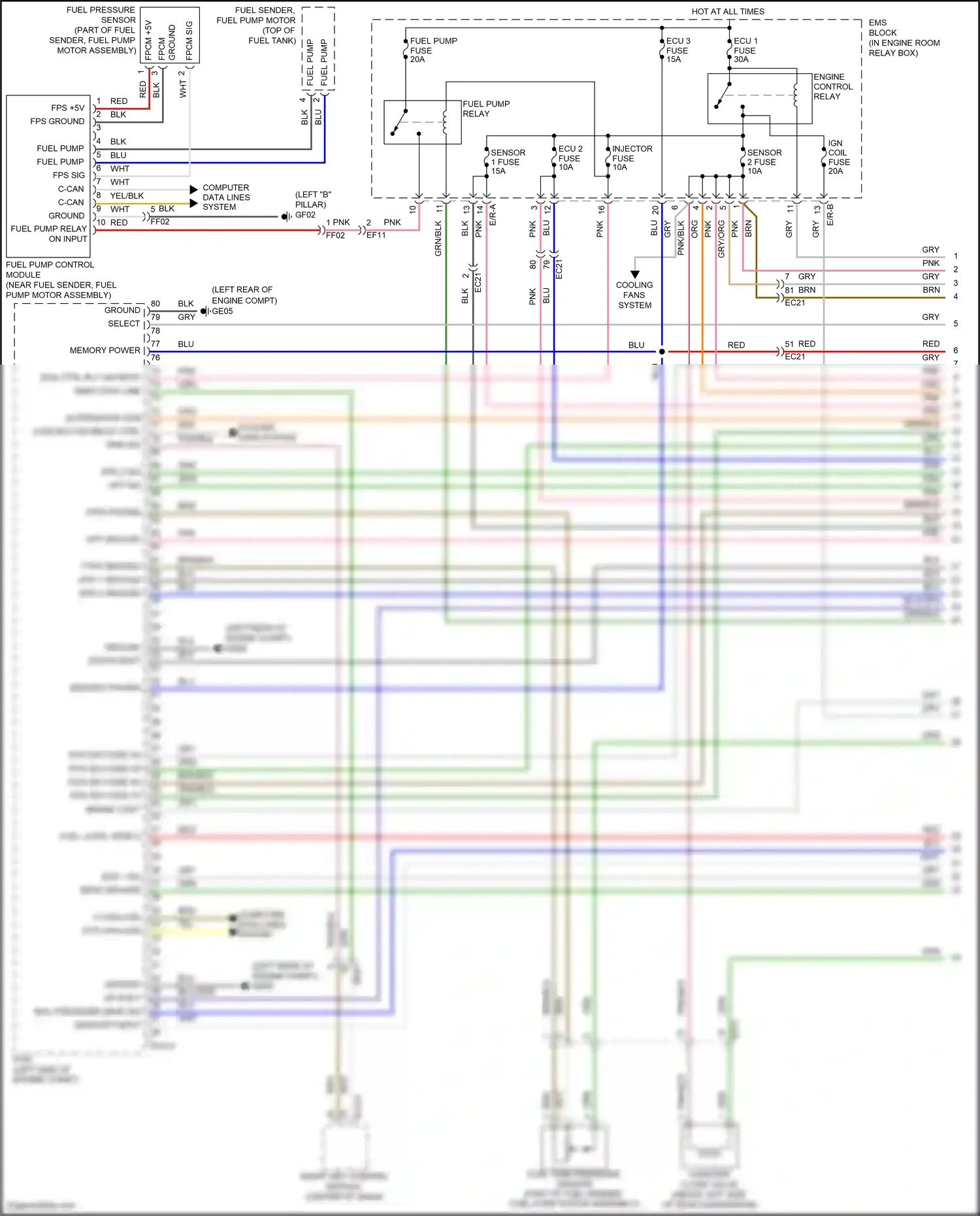 Wiring diagram fuel pump control module for Hyundai Azera II facelift (2014-2017) (3 of 3)