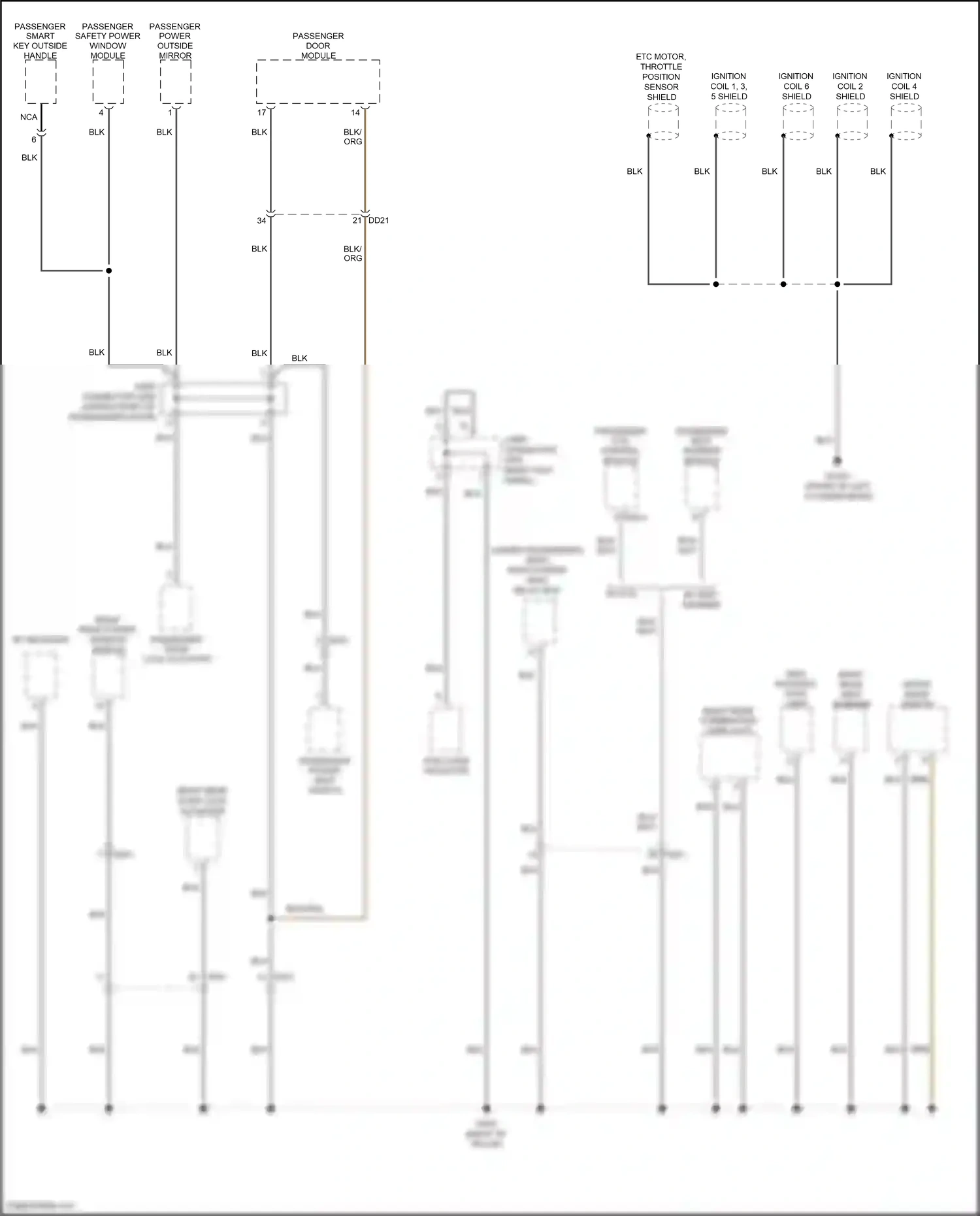 Wiring diagram ignition coil 4 shield for Hyundai Azera II facelift (2014-2017) (2 of 2)