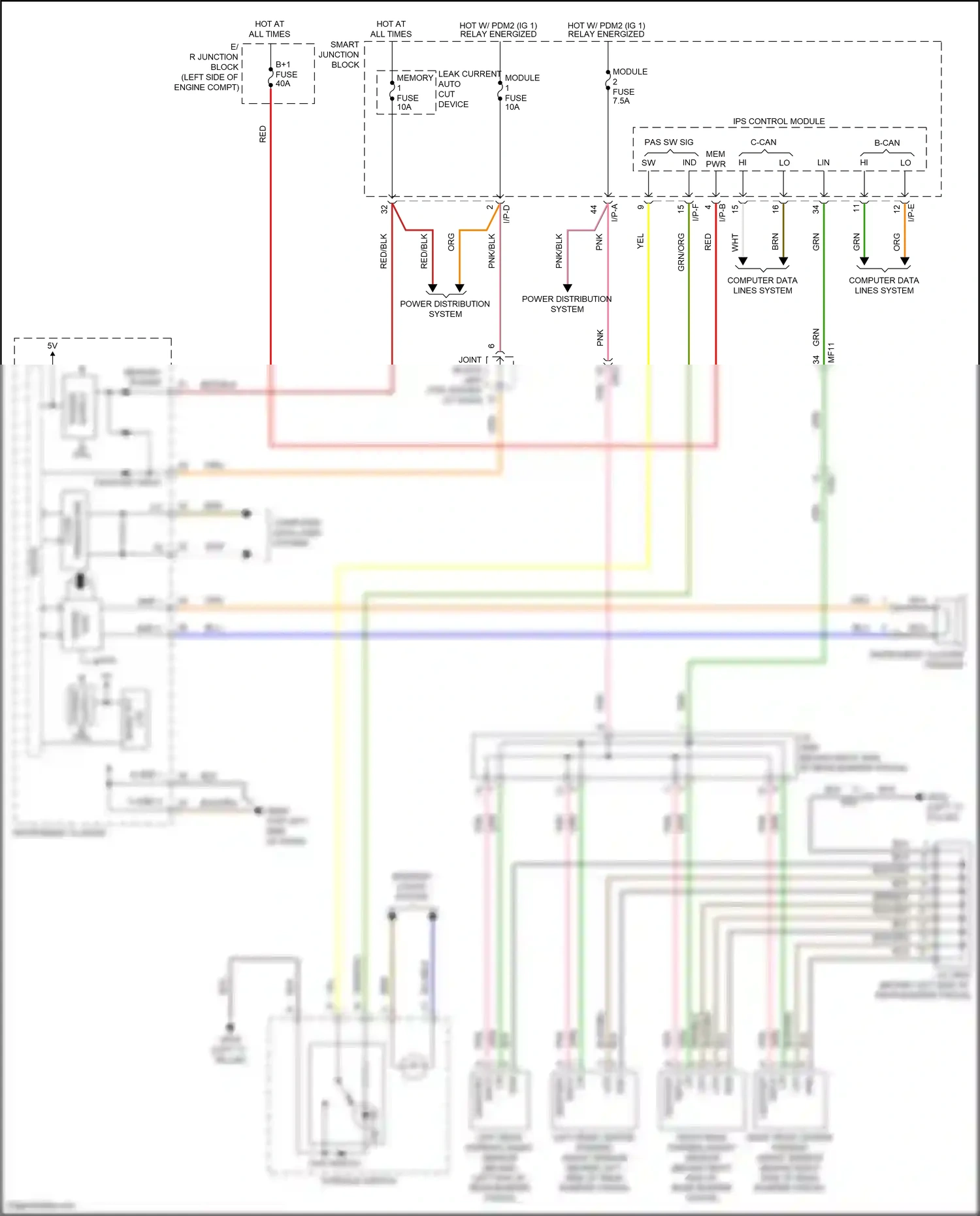 Wiring diagram pas switch for Hyundai Azera II facelift (2014-2017) (1 of 1)