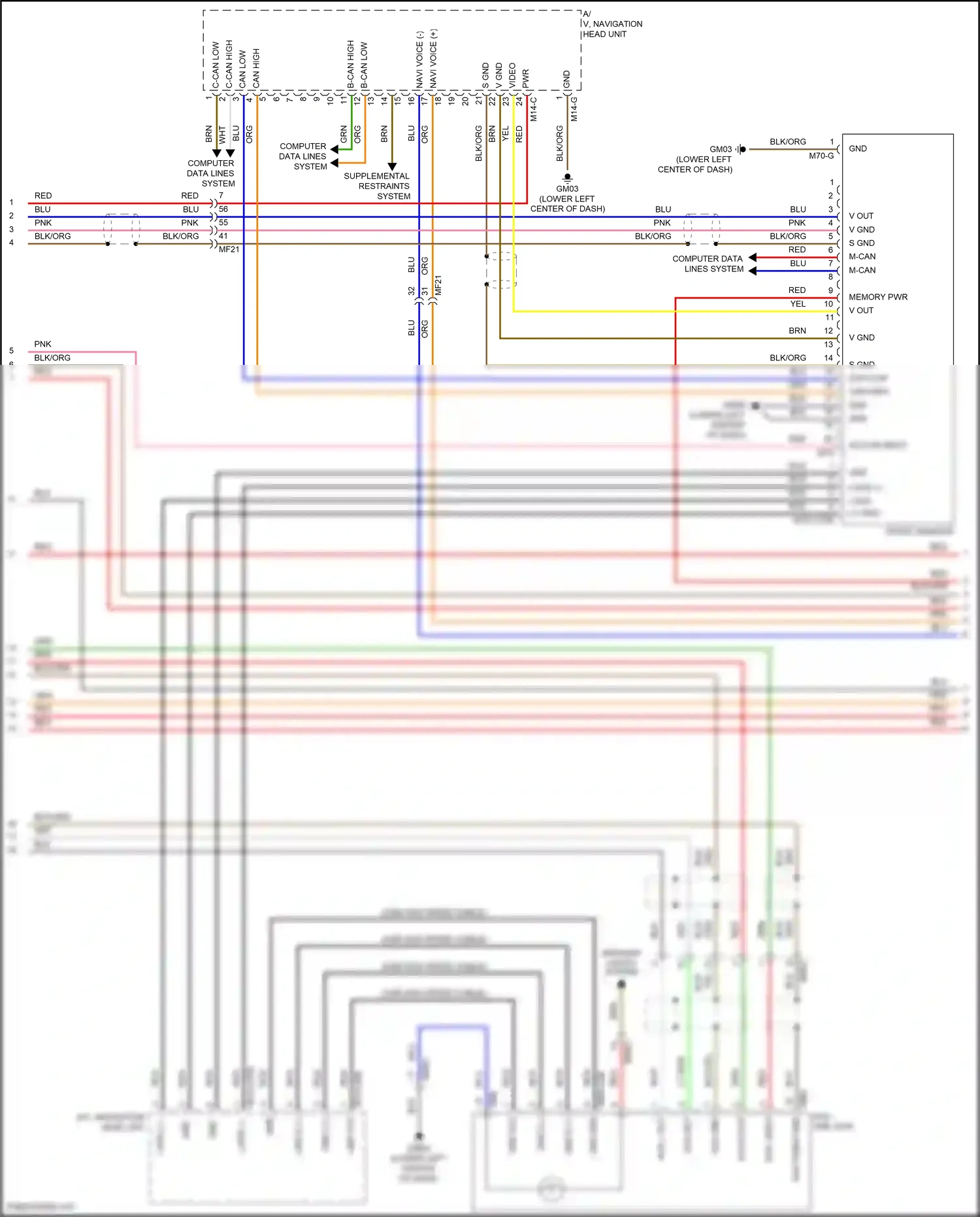 Wiring diagram usb d- for Hyundai Azera II facelift (2014-2017) (1 of 7)
