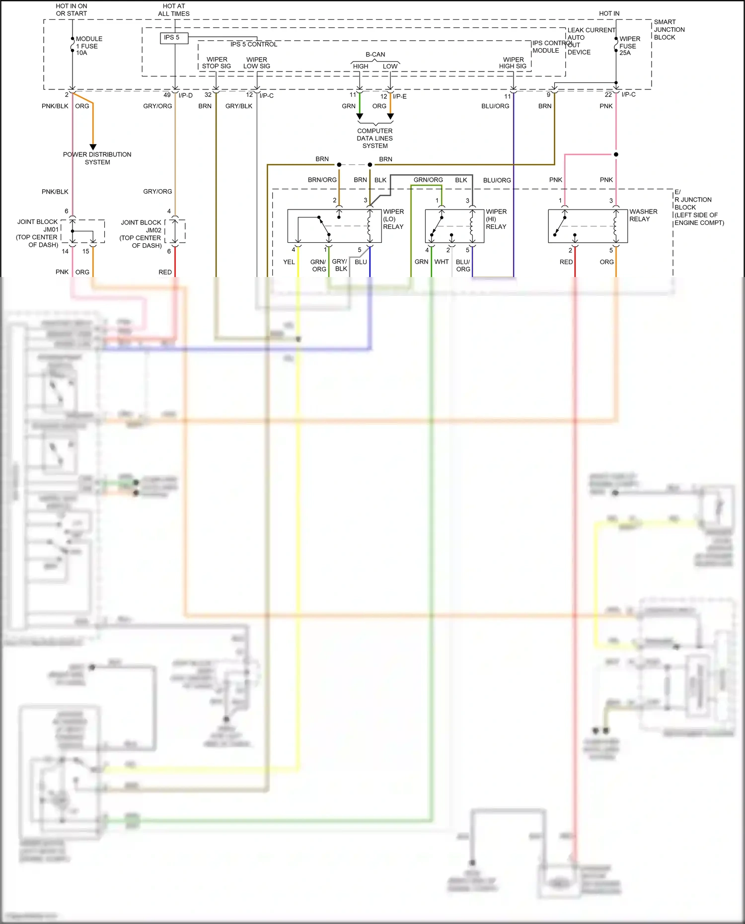 Wiring diagram washer switch for Hyundai Azera II facelift (2014-2017) (1 of 1)