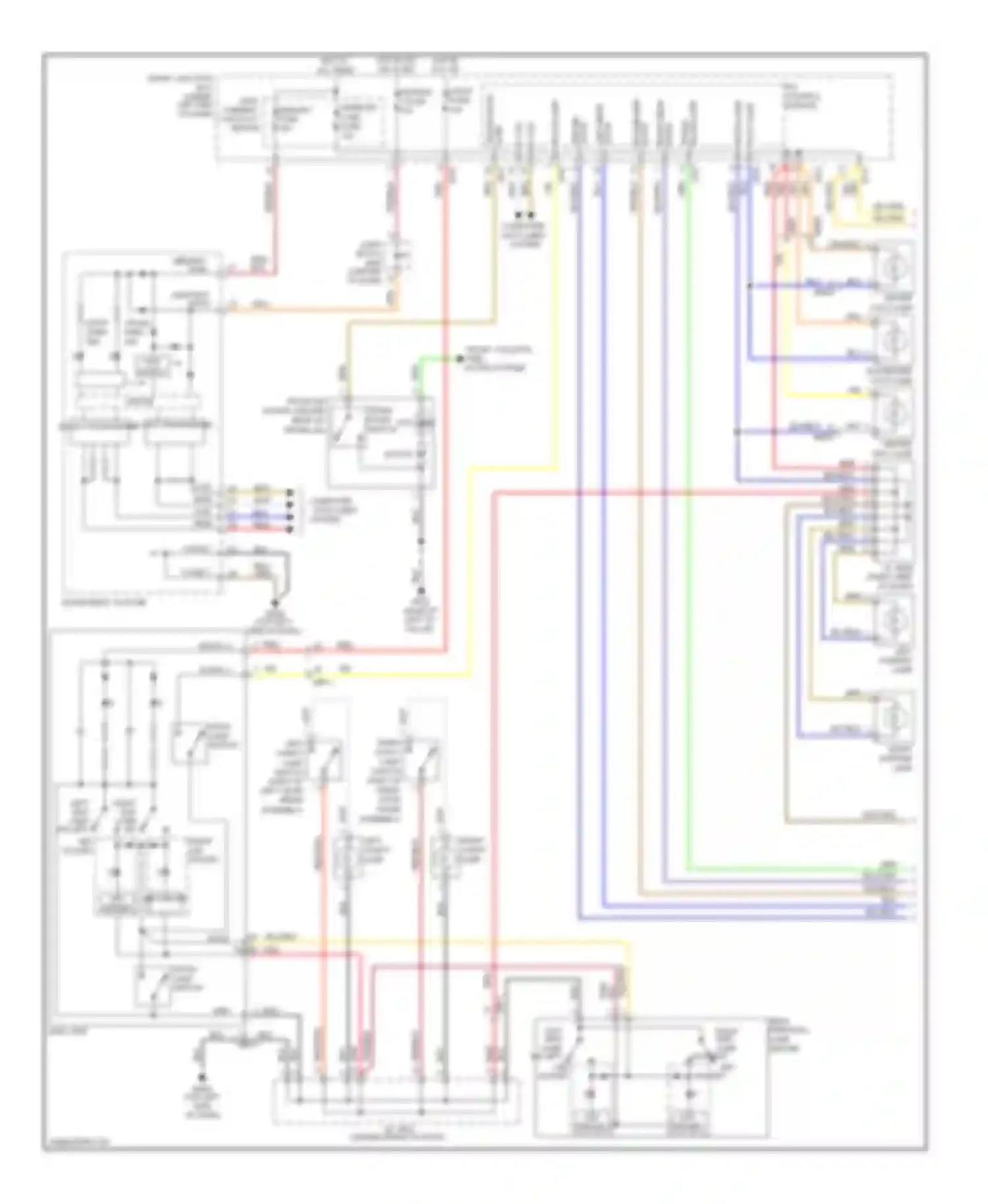 Azera Hyundai II (2011-2014): Courtesy lamps circuit, without panoramic sunroof (1 of 2)