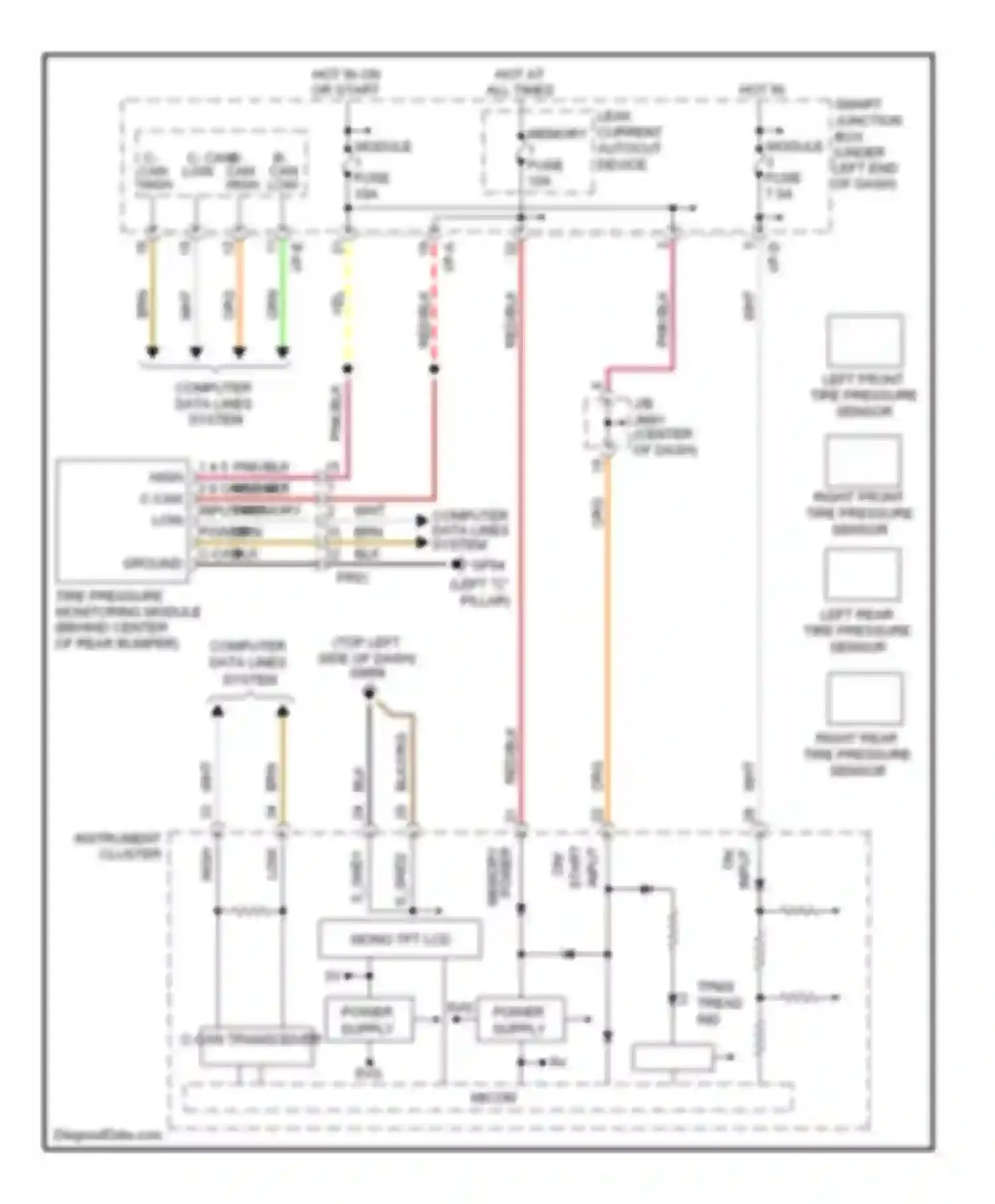 Wiring diagram left rear tire pressure sensor for Hyundai Azera II (2011-2014) (1 of 1)